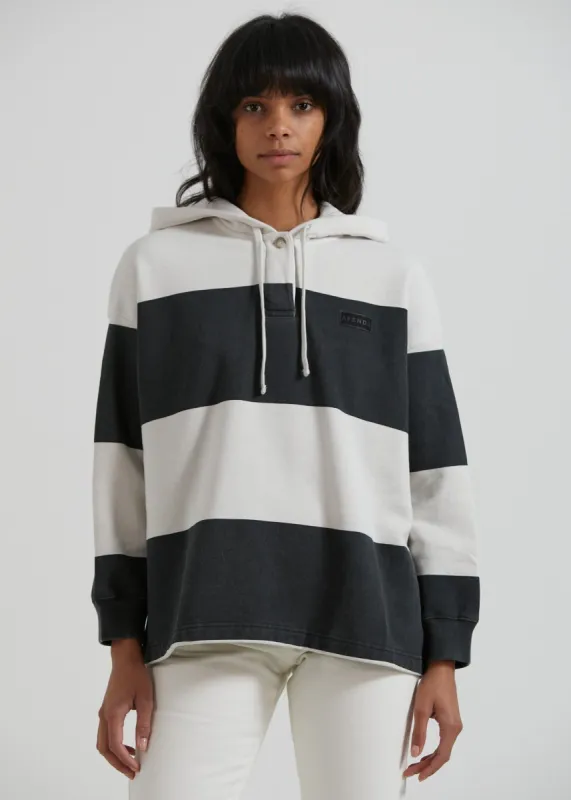Afends Womens Disorder - Organic Striped Hoodie - Off White sold by Afends