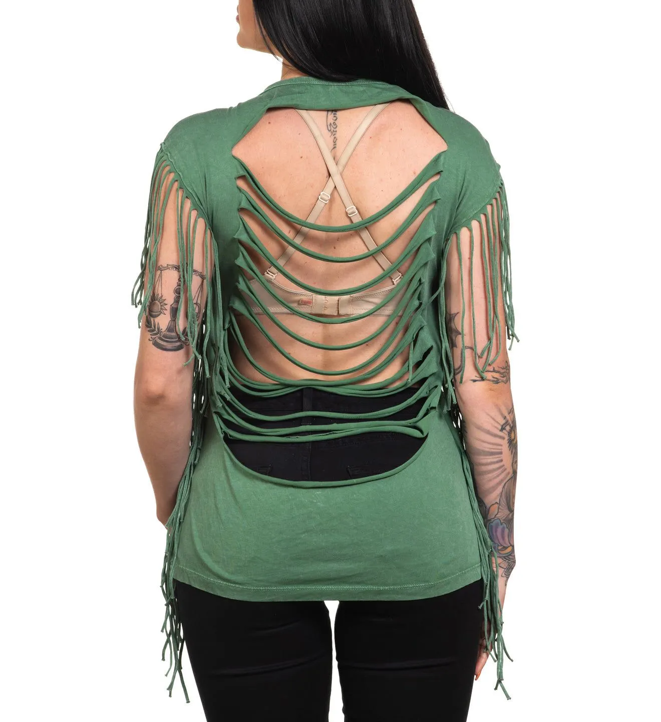 AC Rose Wings Fringe Tank sold by Affliction product image thumbnail 2
