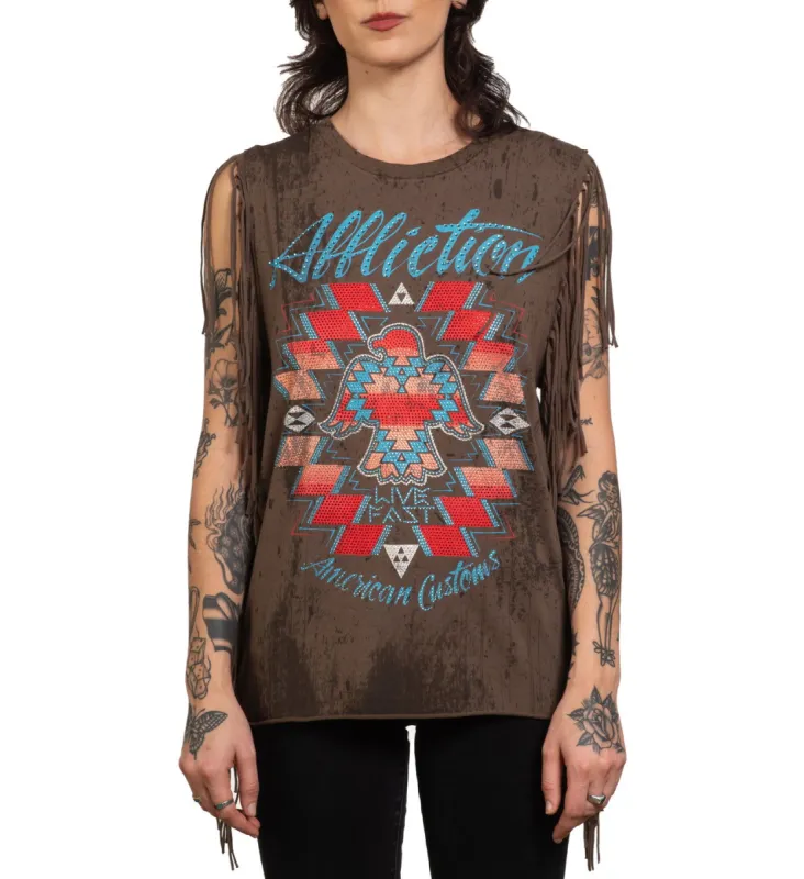 Ac Shaman Fringe Muscle Tee sold by Affliction