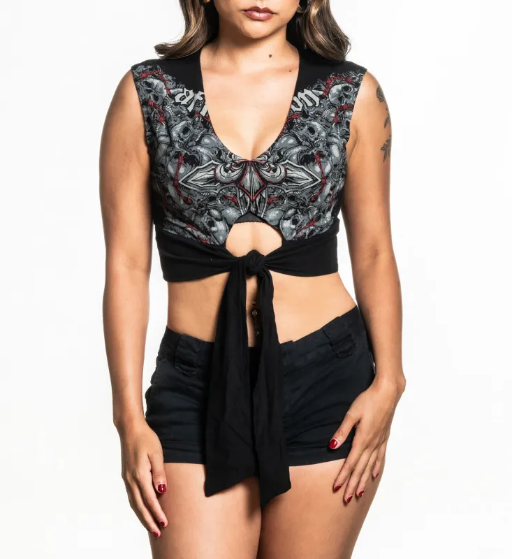 Crimson Wasteland Deep V Top sold by Affliction