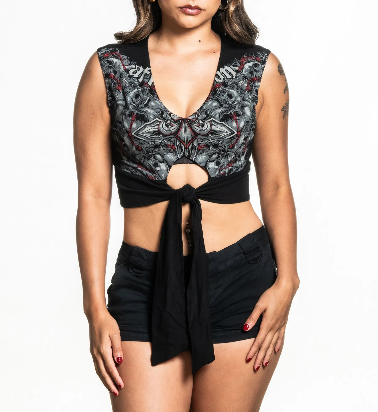 Crimson Wasteland Deep V Top sold by Affliction