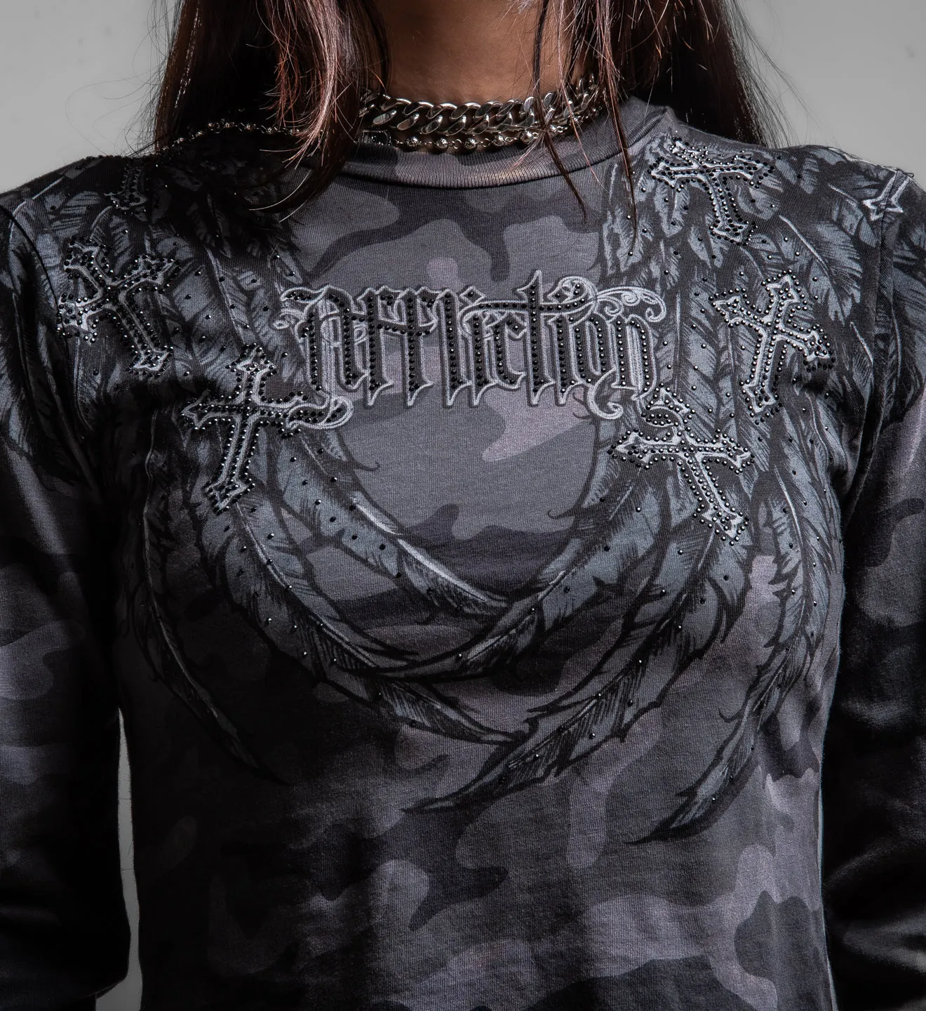 Whispering Thoughts LS Crop Tee sold by Affliction product image thumbnail 3