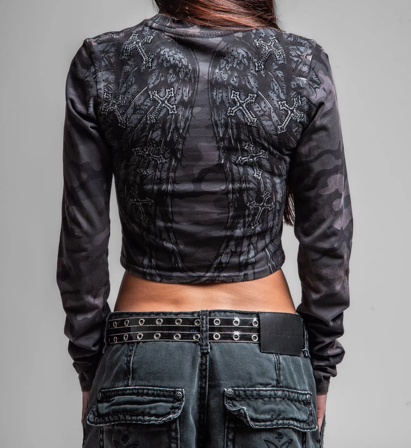Whispering Thoughts LS Crop Tee sold by Affliction product image thumbnail 2