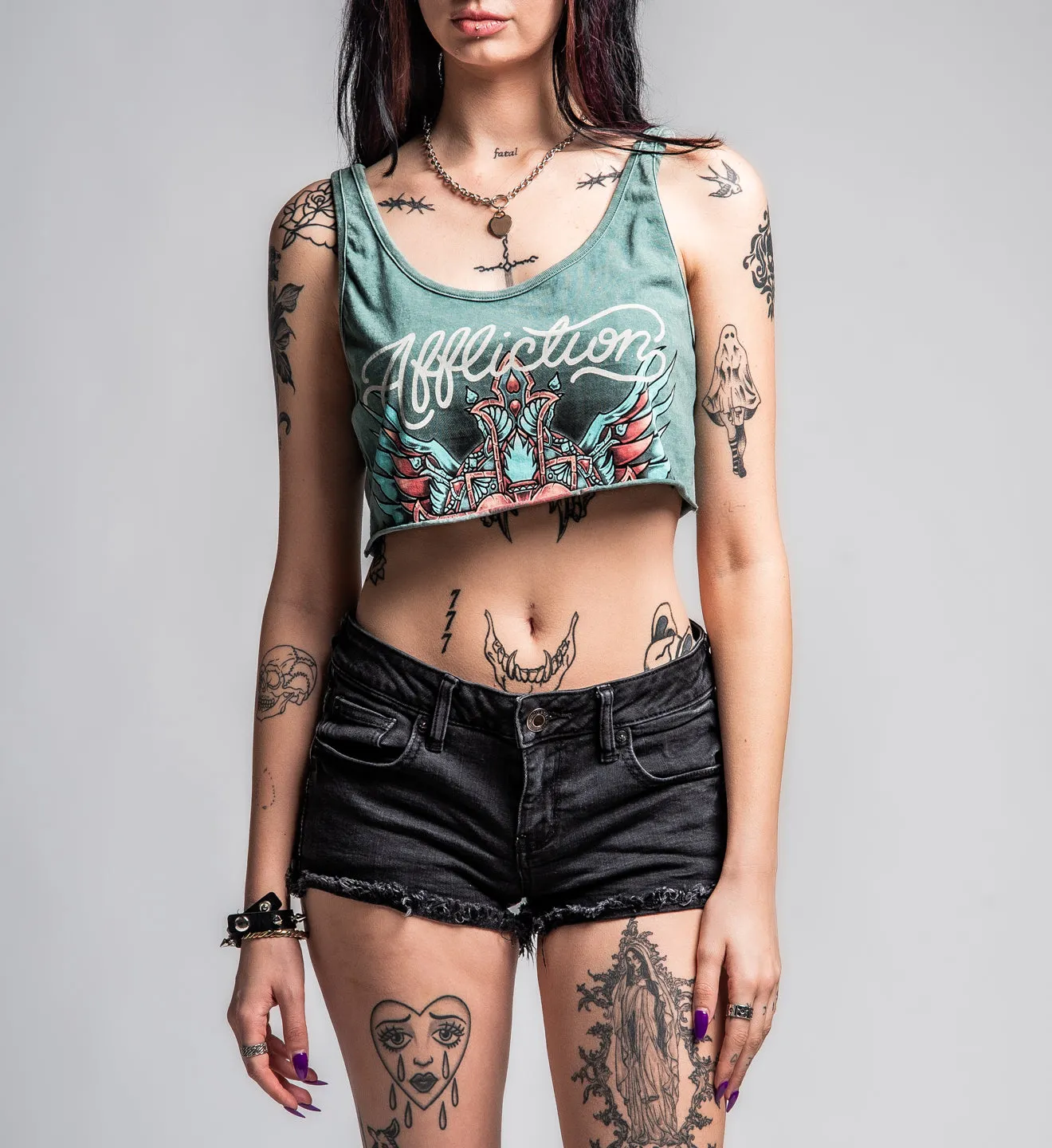 Rosary Cropped Tank sold by Affliction