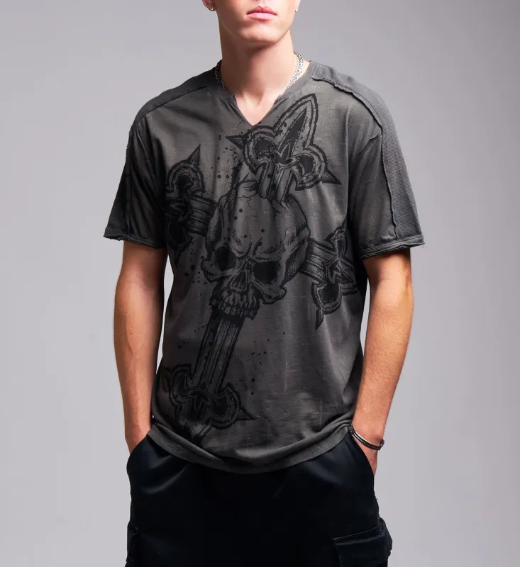 Cross Slit Neck Tee made by Affliction