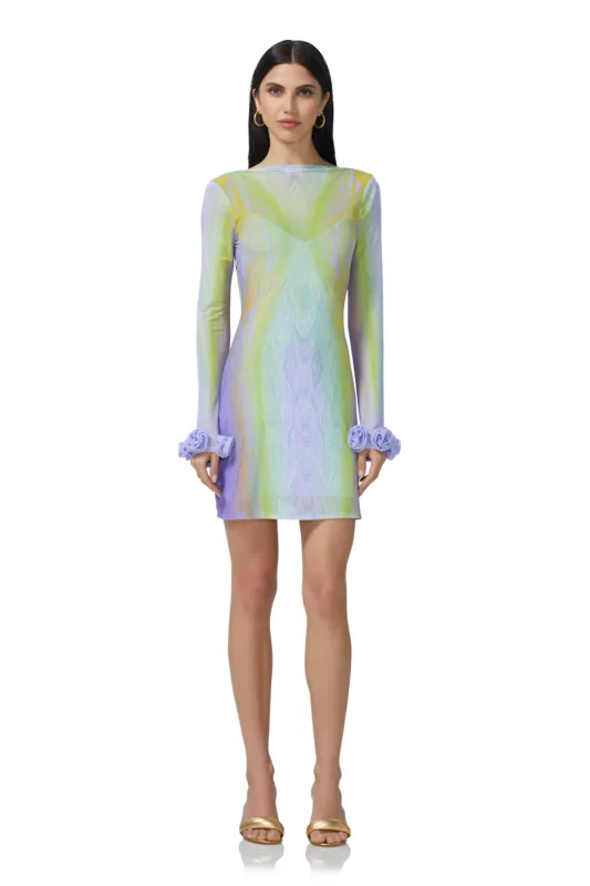 Shani Rosette Mini Dress - Placed Citrus Swirl sold by AFRM