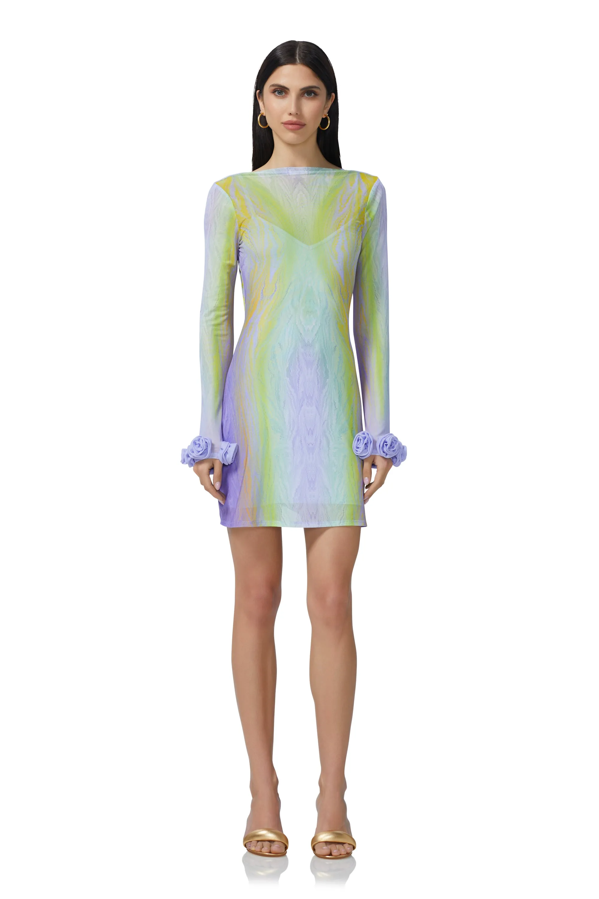 Shani Rosette Mini Dress - Placed Citrus Swirl sold by AFRM