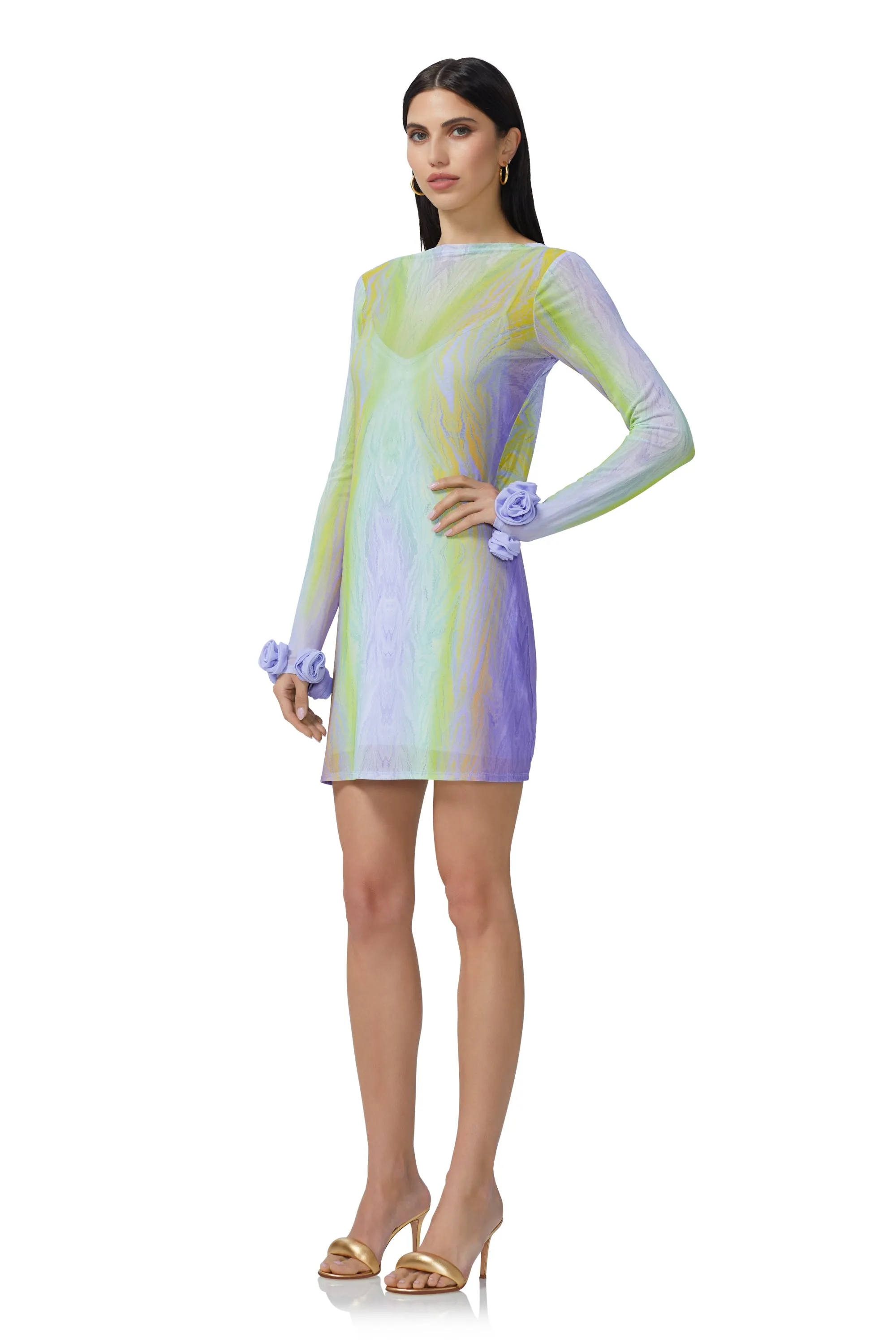 Shani Rosette Mini Dress - Placed Citrus Swirl sold by AFRM product image thumbnail 3
