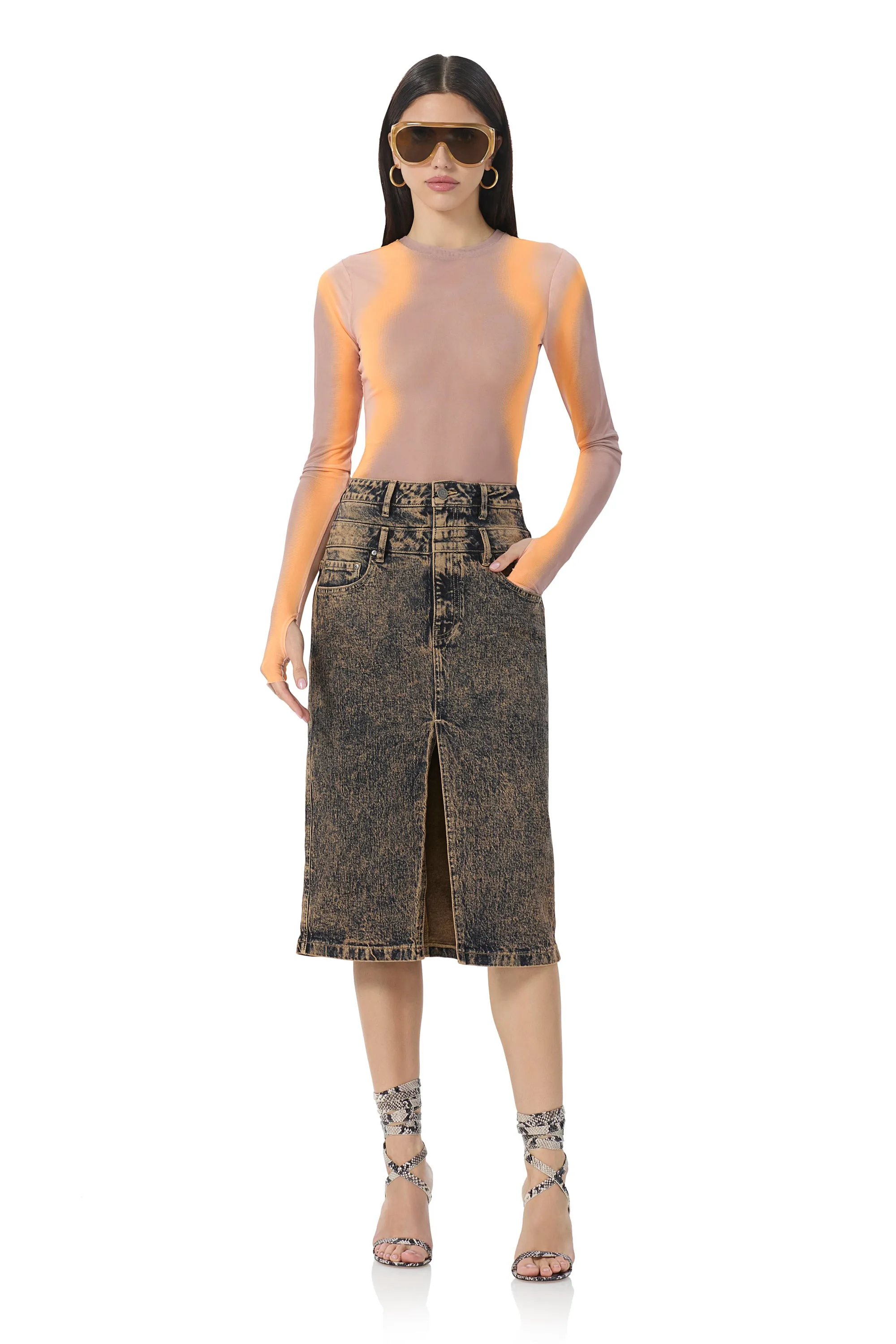 Kaylee Top - Orange Linear sold by AFRM