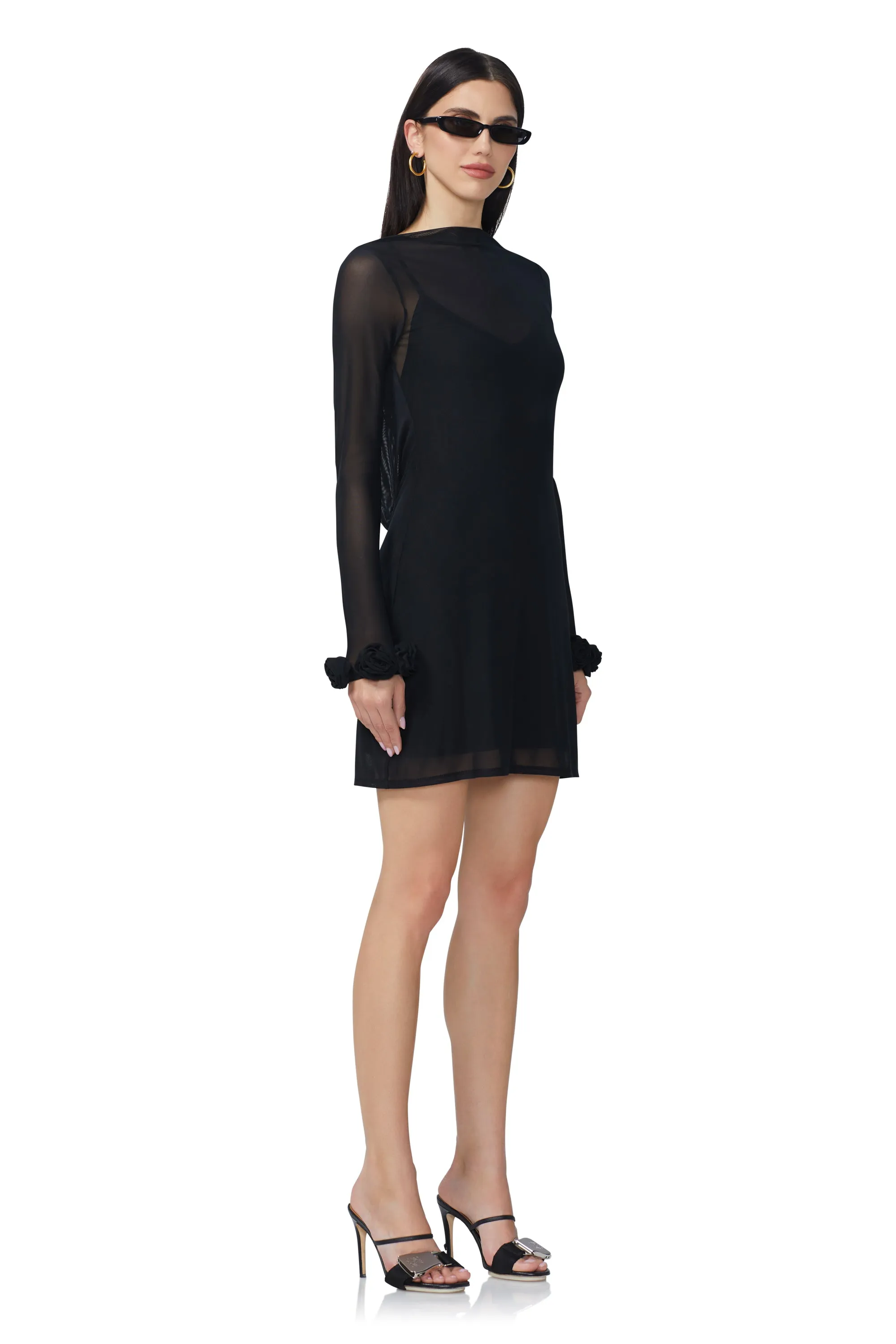 Shani Rosette Mini Dress - Noir sold by AFRM product image thumbnail 2