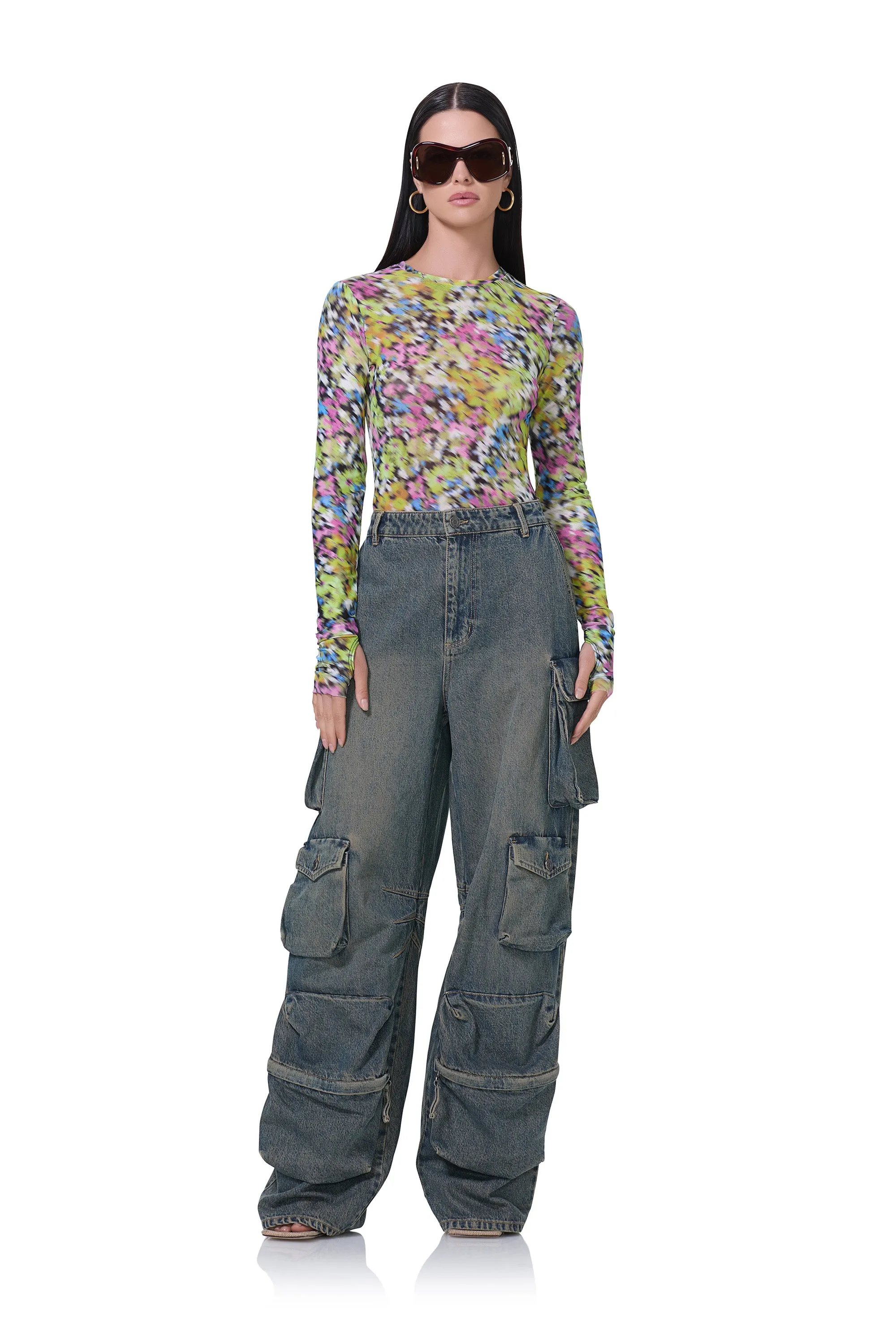 Kaylee Top - Olive Blur Floral sold by AFRM