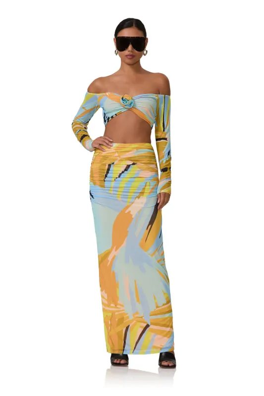 Bevin Maxi Skirt - Bird of Paradise made by AFRM
