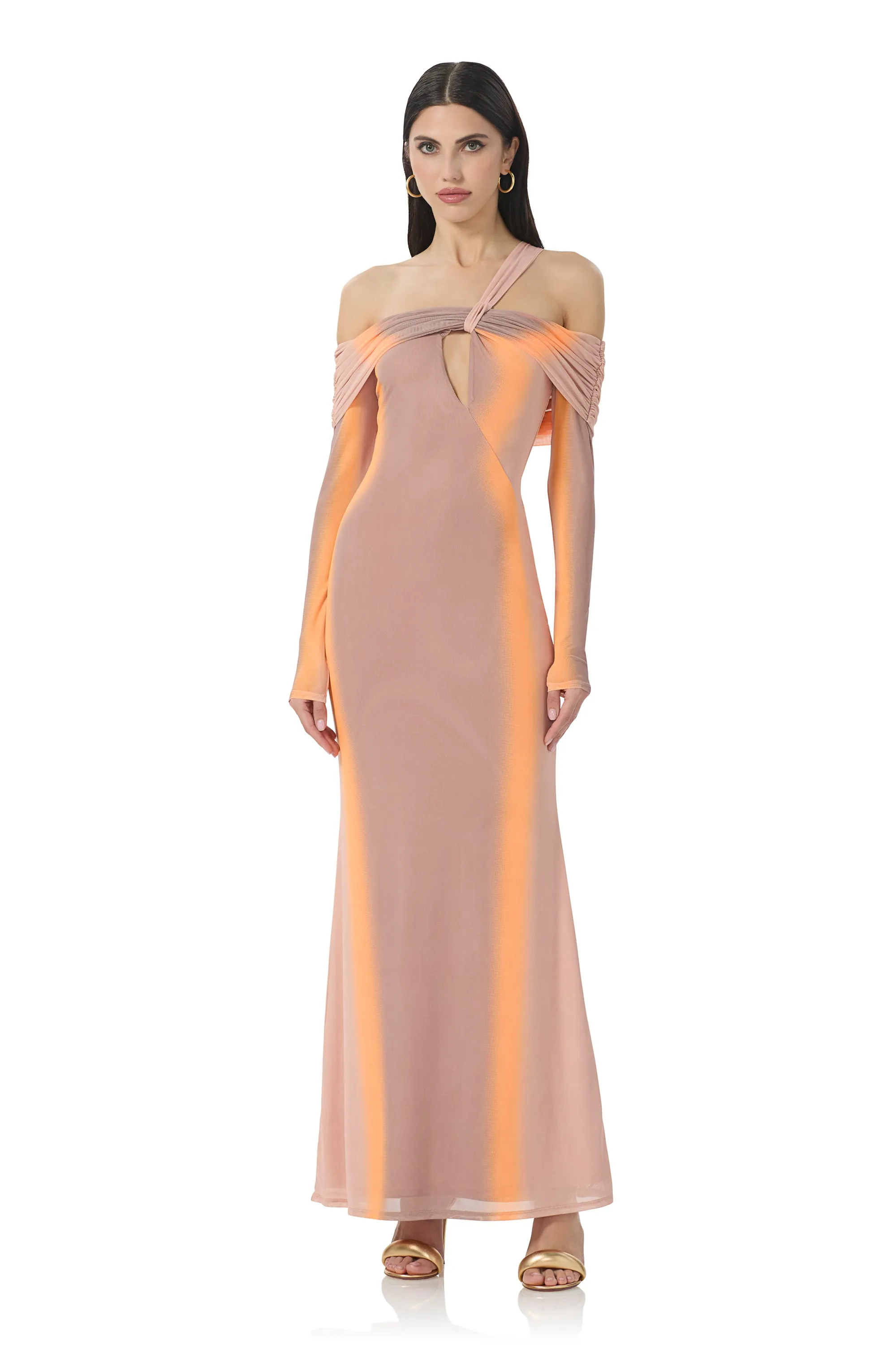 Sutton Maxi Dress - Orange Linear sold by AFRM