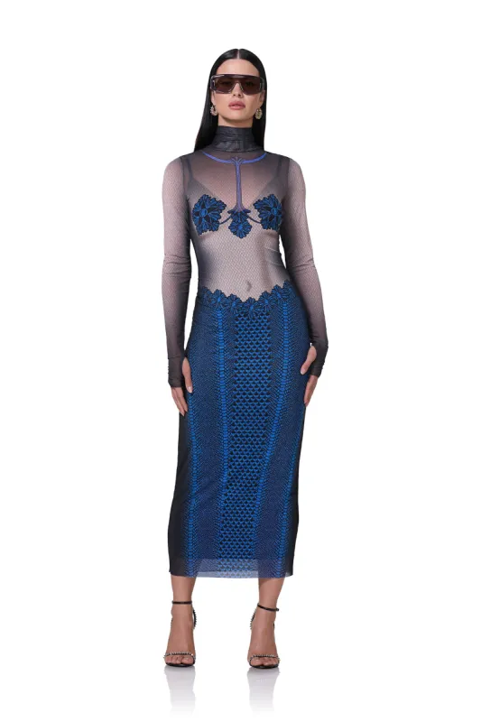 Shailene Dress - Ornate Navy sold by AFRM