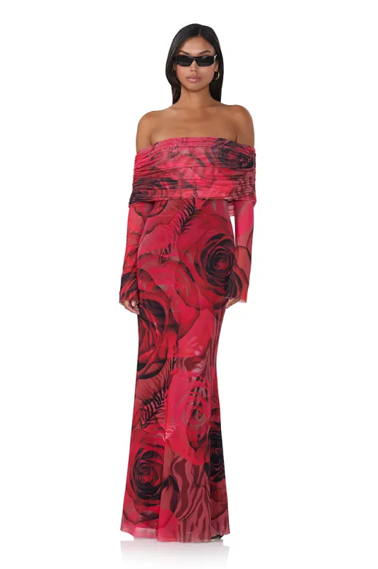 Thelma Maxi Dress - Placed Large Rose sold by AFRM