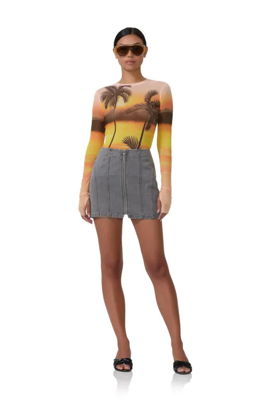 Karol Mini Skirt - Smoke Grey Wash sold by AFRM