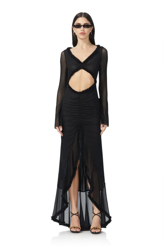 Cat Micro Ruffle Maxi - Noir sold by AFRM