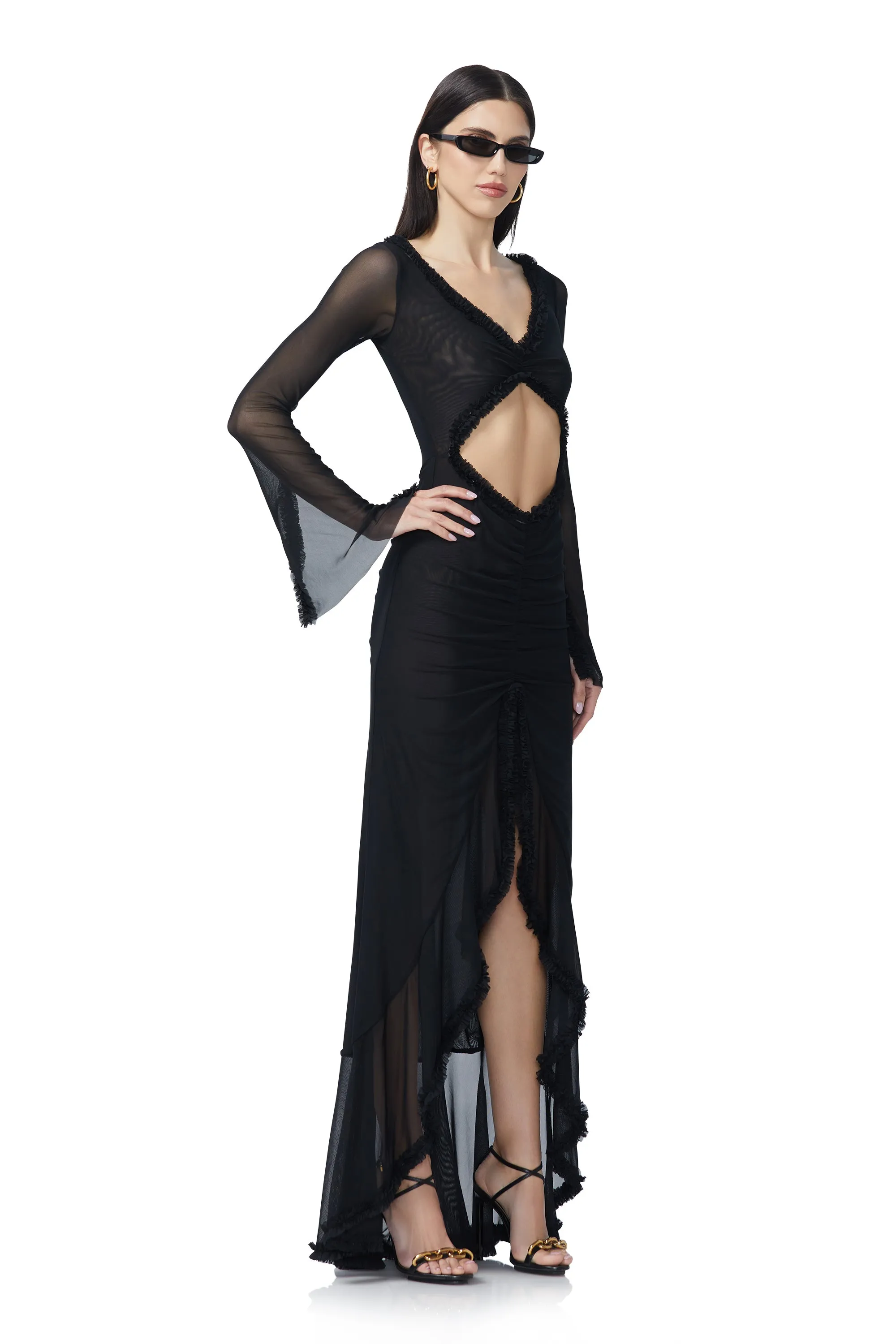 Cat Micro Ruffle Maxi - Noir sold by AFRM product image thumbnail 3