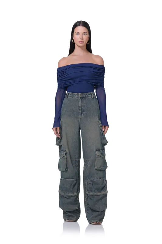 Maxine Bodysuit - Bright Navy sold by AFRM