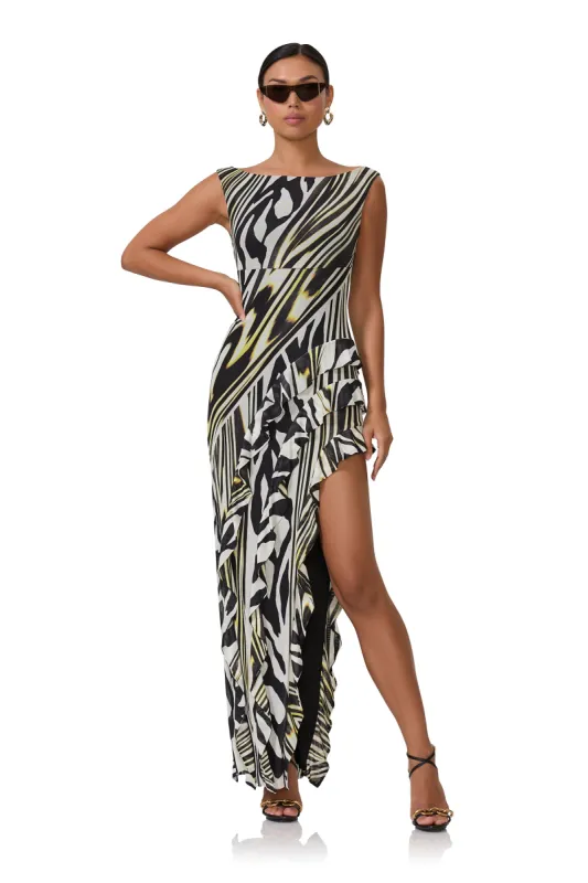 Dahl Maxi Dress - Zebra Lime made by AFRM