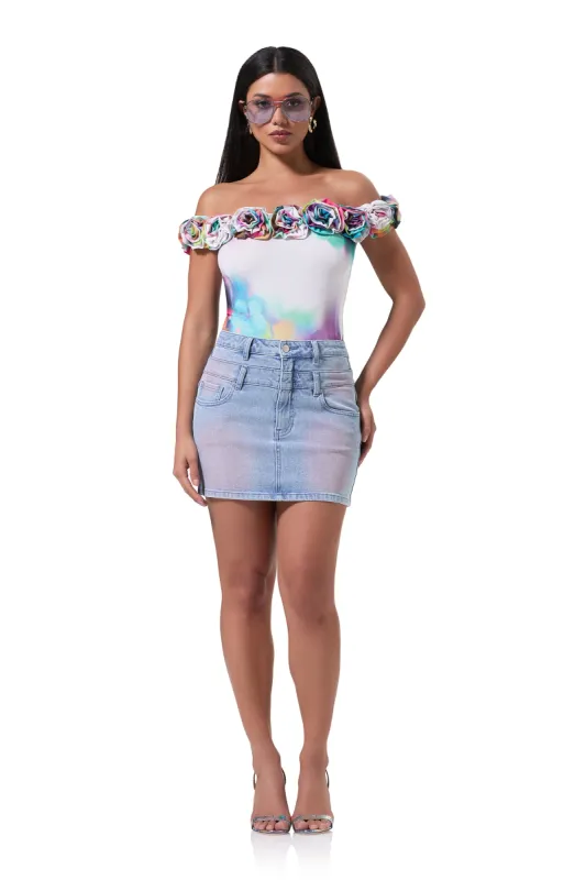 Solange Rosette Bodysuit - Blur Pansy made by AFRM