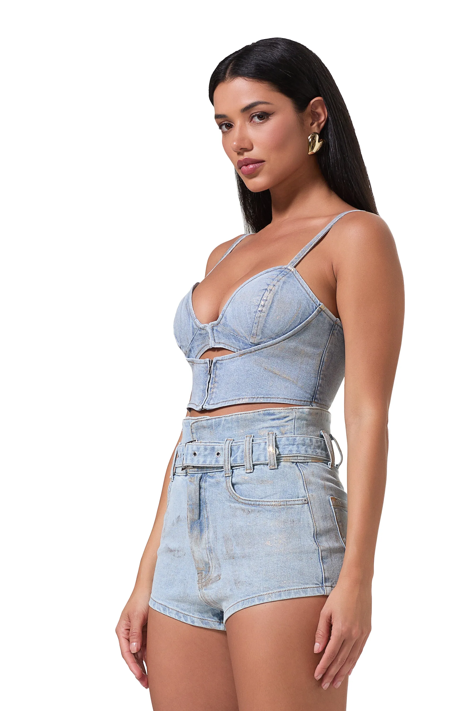 Inez Denim Top - Gold Metallic sold by AFRM product image thumbnail 2