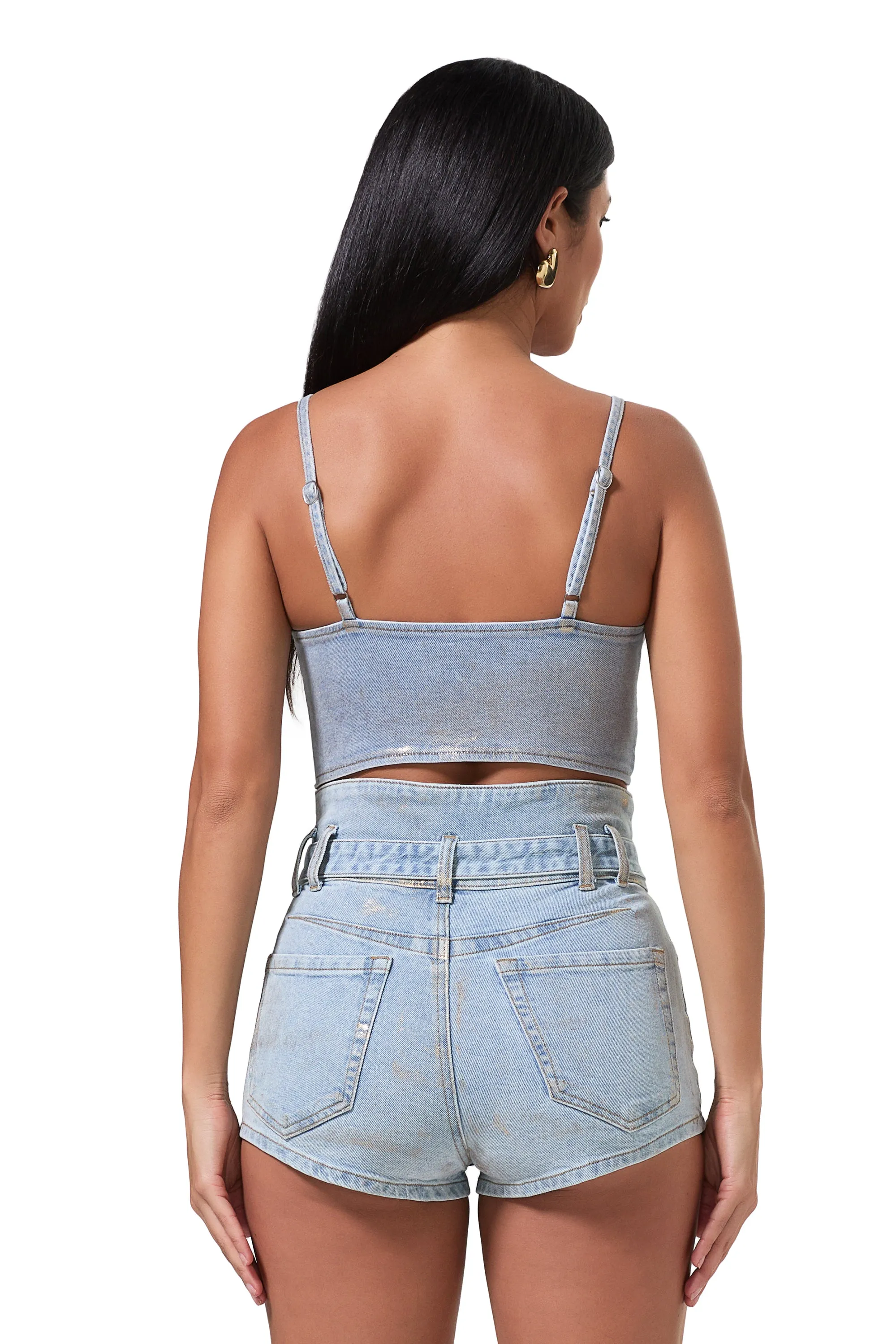 Inez Denim Top - Gold Metallic sold by AFRM product image thumbnail 4