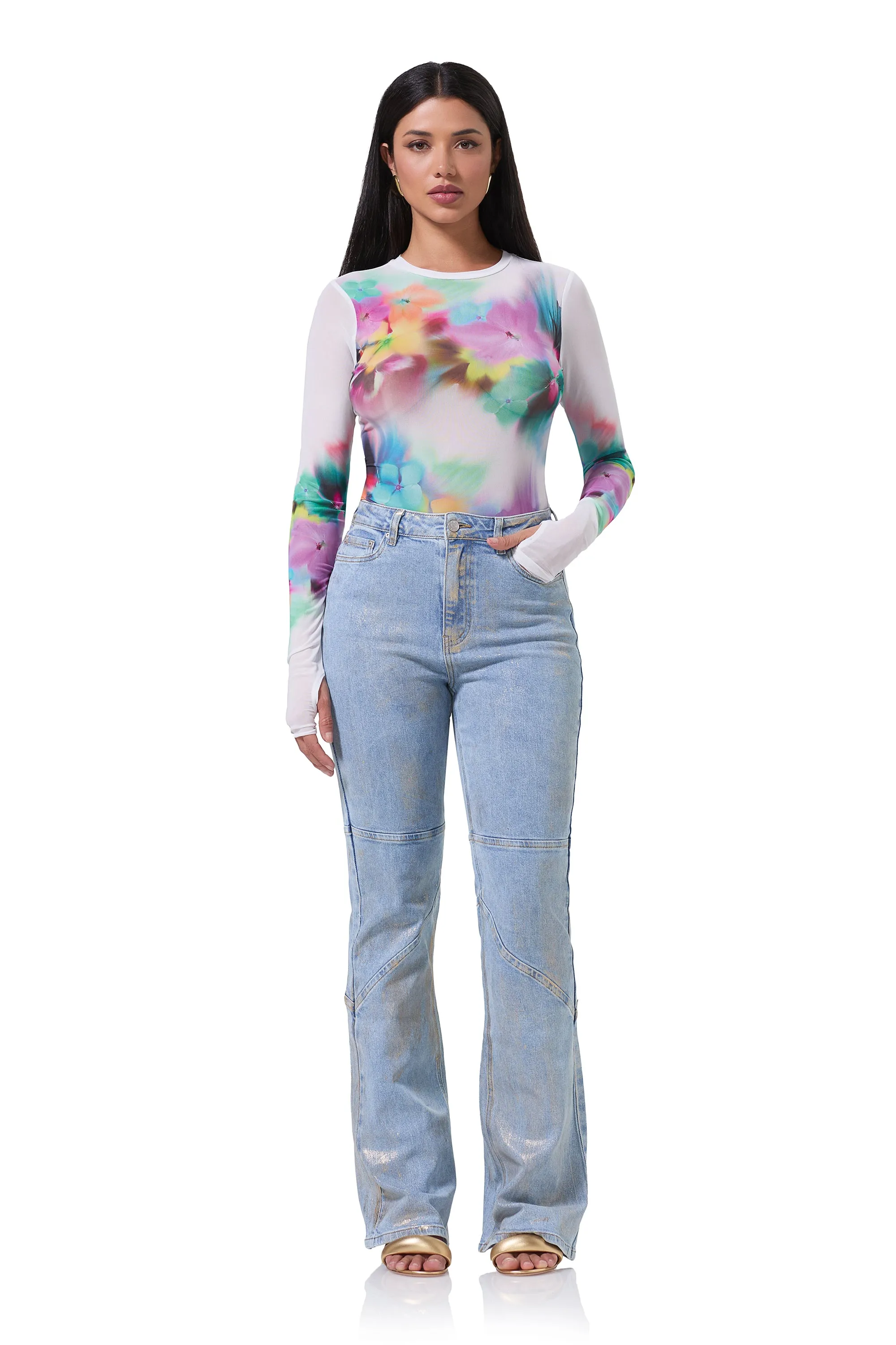 Kaylee Top - Blur Pansy sold by AFRM