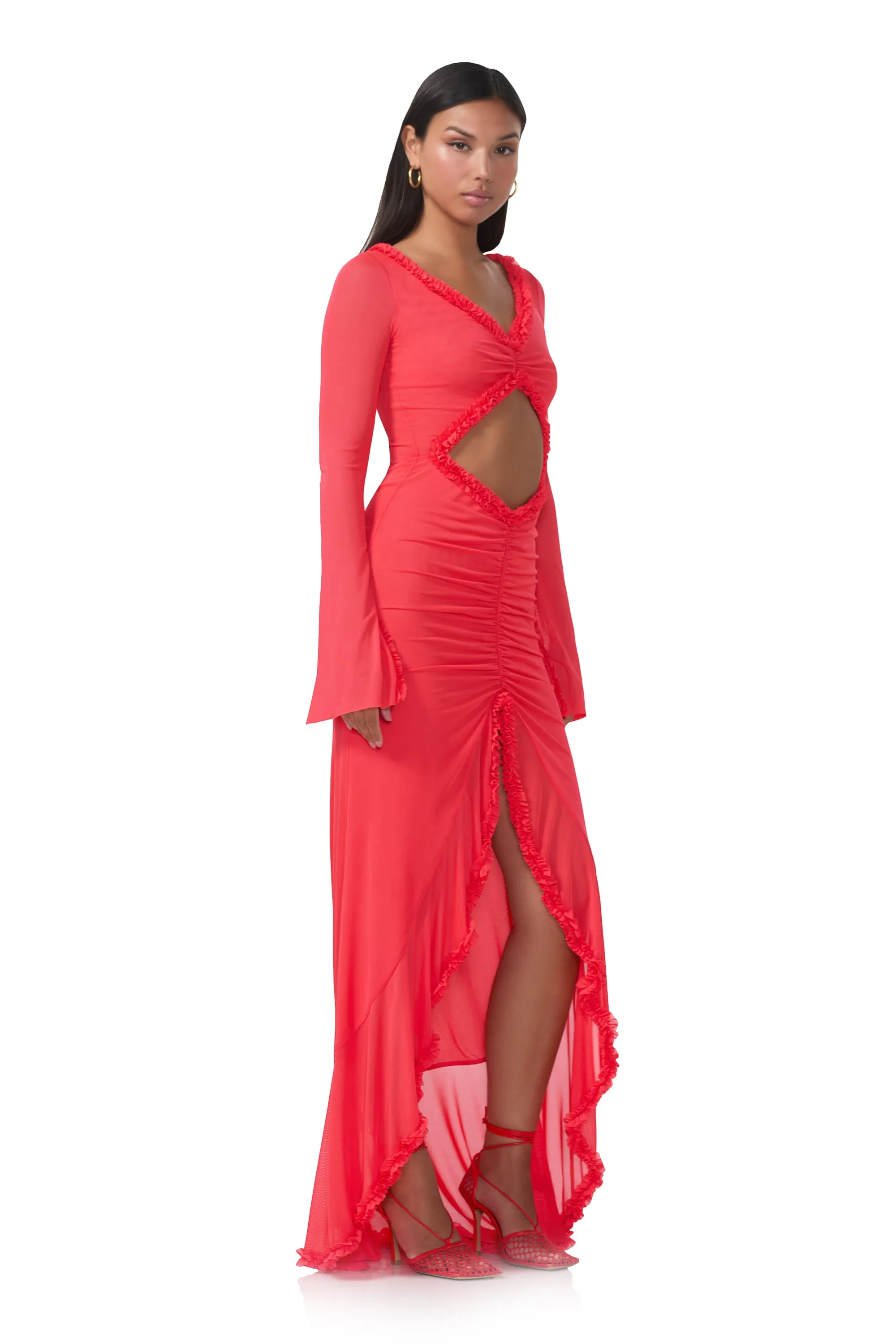 Cat Micro Ruffle Maxi - Cherry sold by AFRM product image thumbnail 2