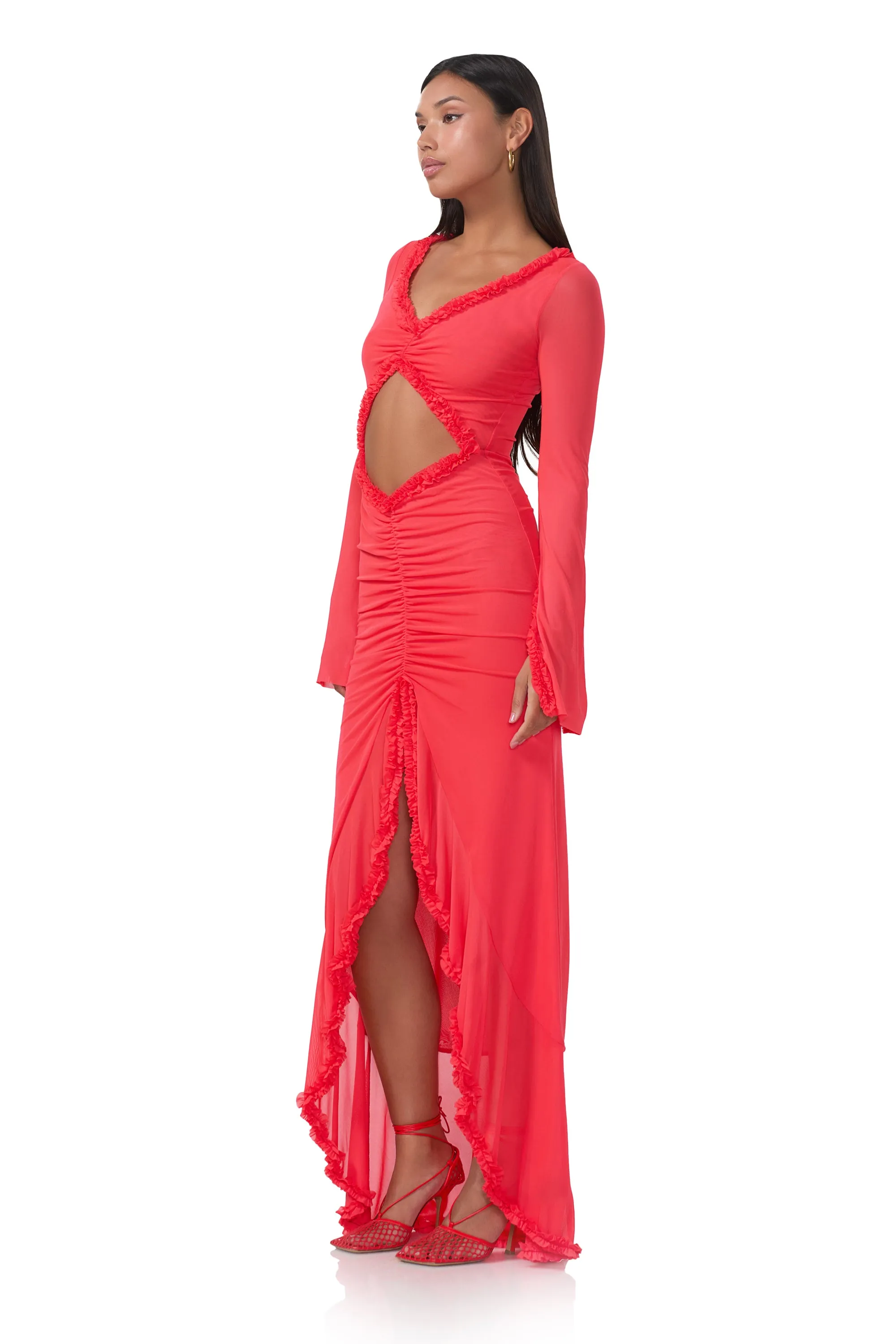 Cat Micro Ruffle Maxi - Cherry sold by AFRM product image thumbnail 3