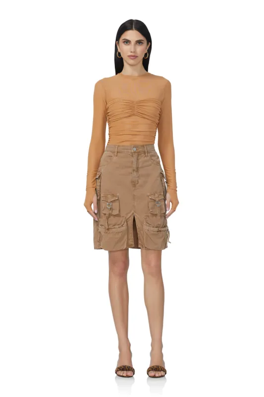 Wren Midi Cargo Skirt - Washed Walnut sold by AFRM