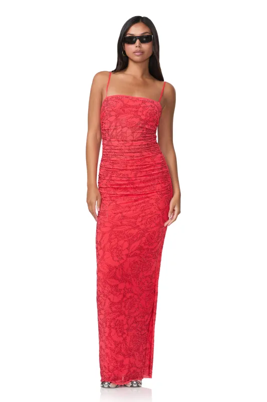 Jennan Rose Rhinestone Dress - Cherry sold by AFRM