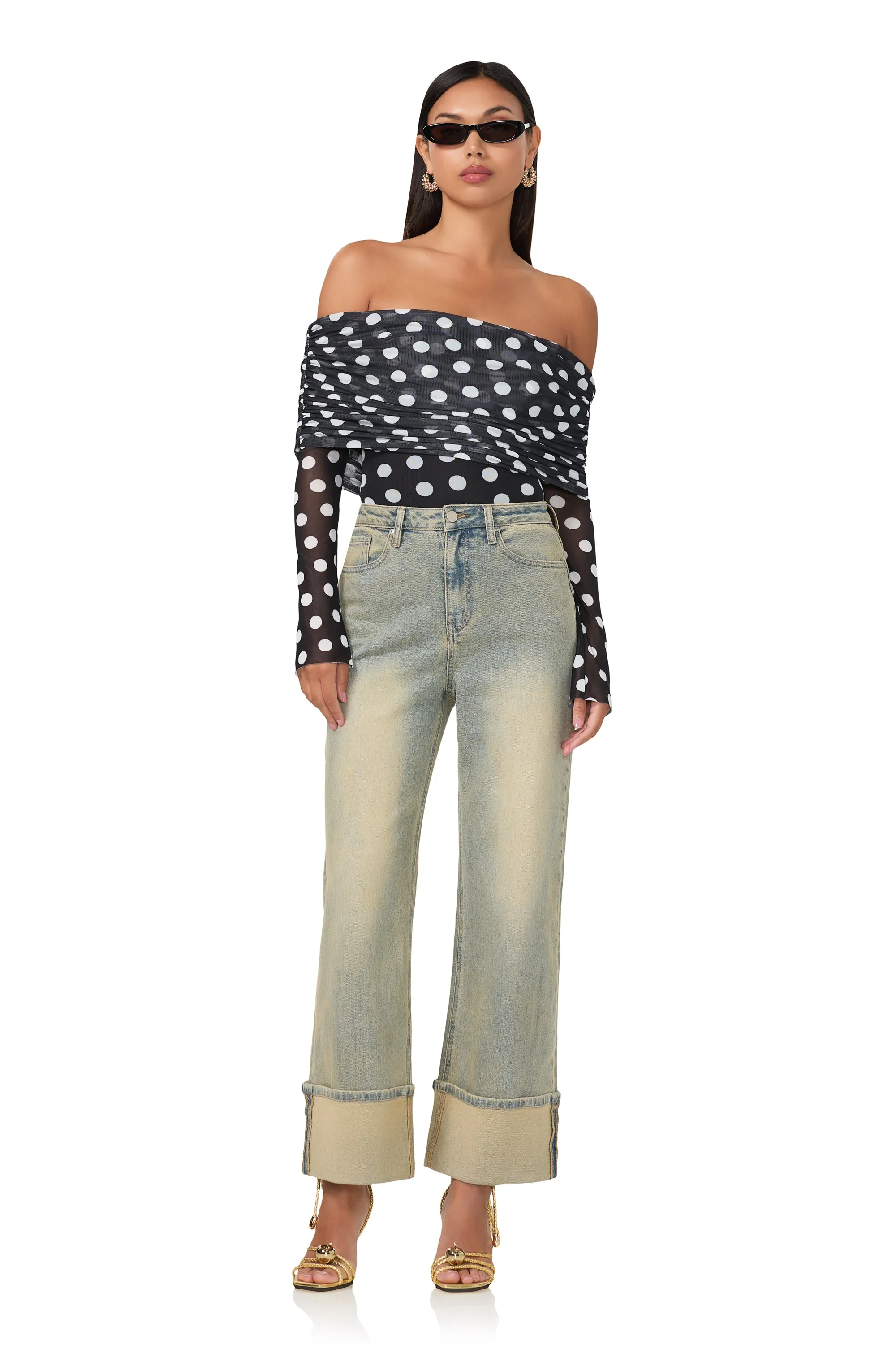 Maxine Bodysuit - Diagonal Dot sold by AFRM