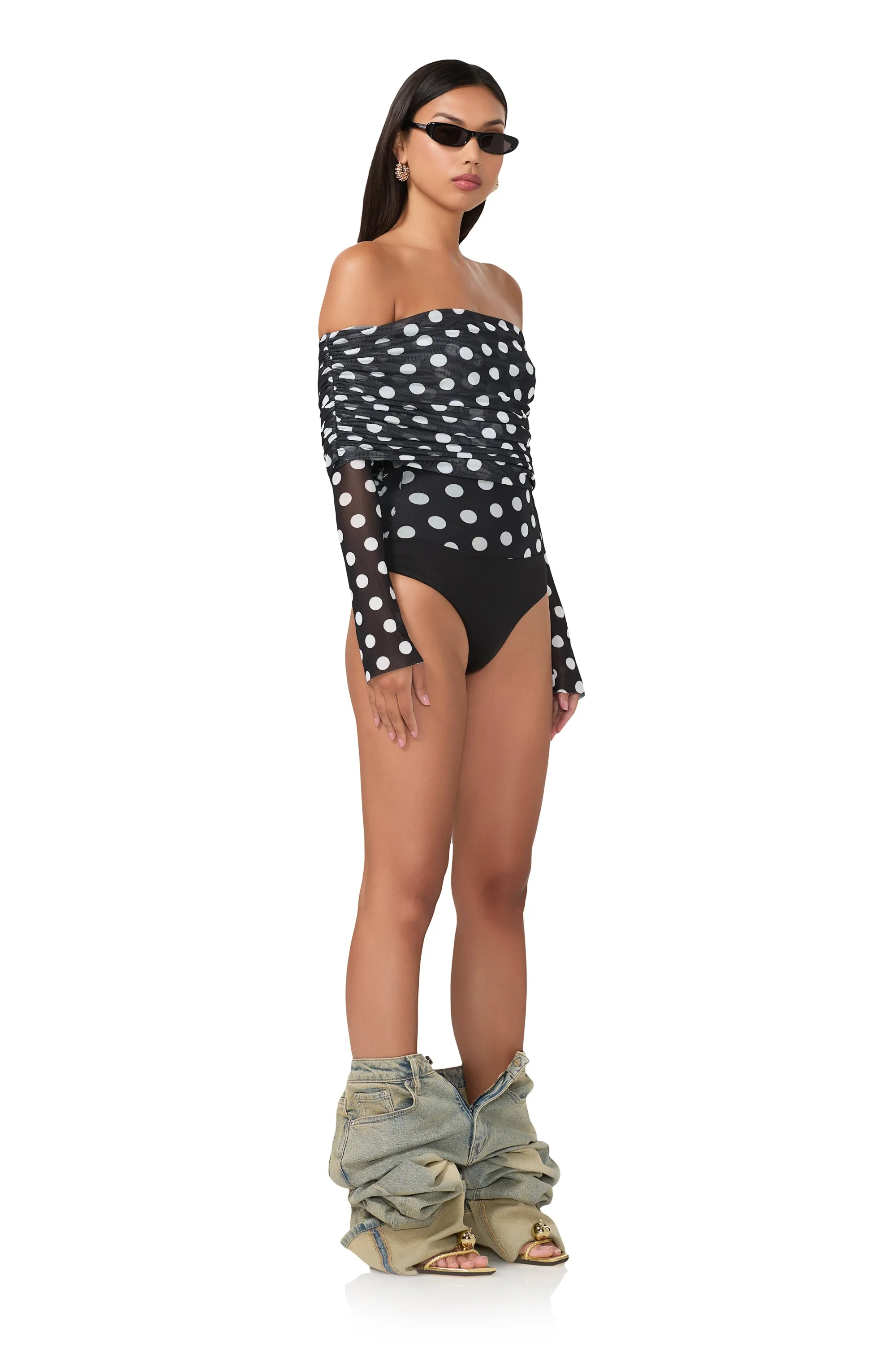 Maxine Bodysuit - Diagonal Dot sold by AFRM product image thumbnail 3