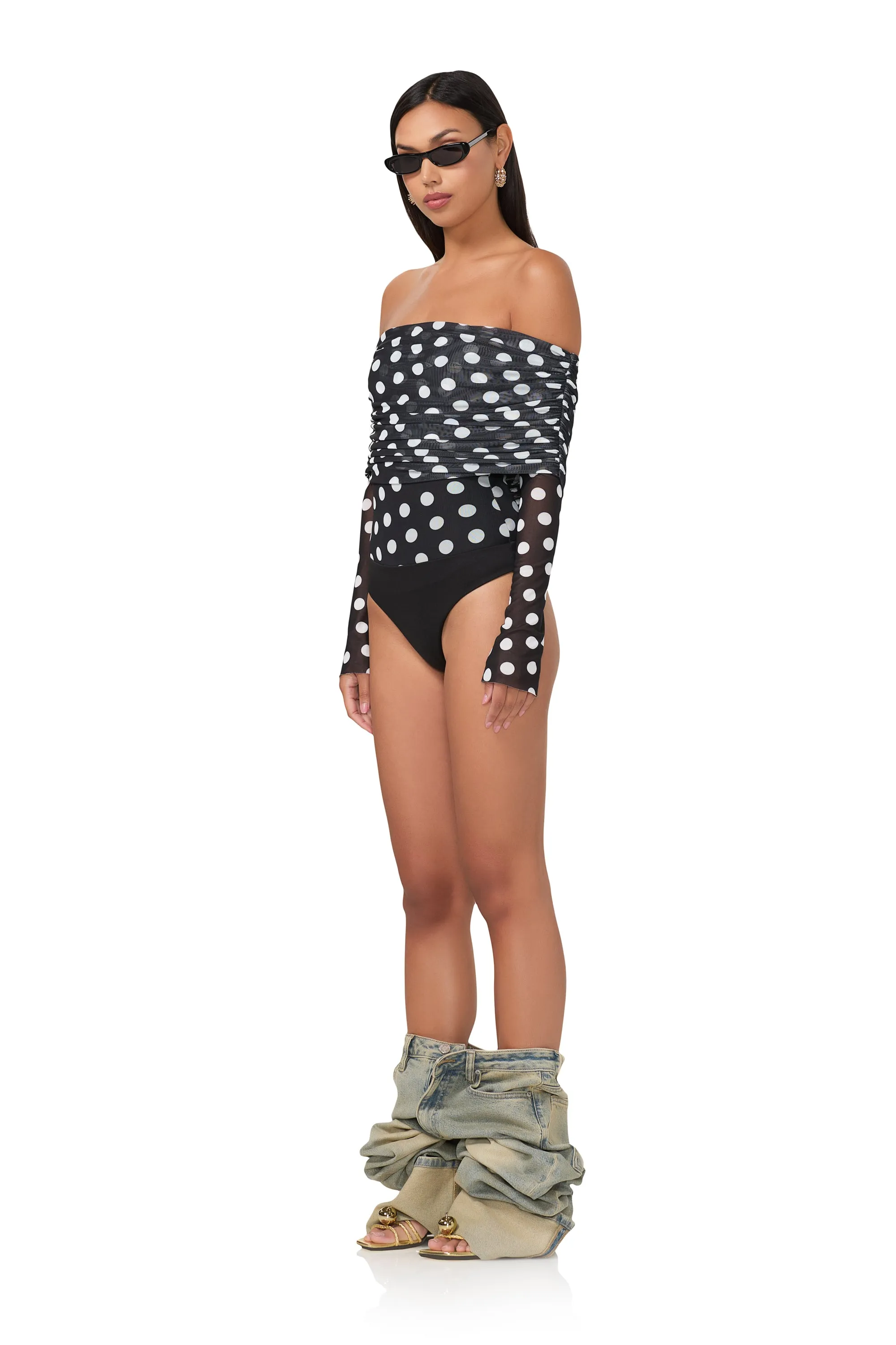 Maxine Bodysuit - Diagonal Dot sold by AFRM product image thumbnail 2