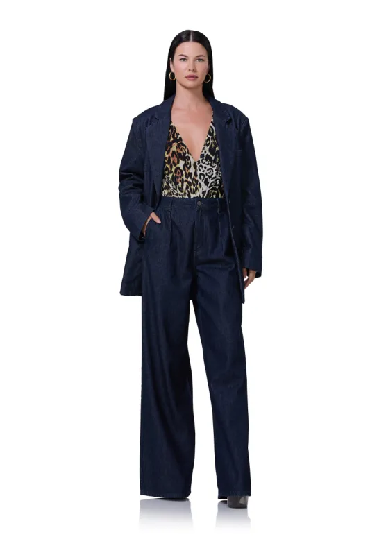Agnes Oversized Blazer - Dark Rinse Wash sold by AFRM