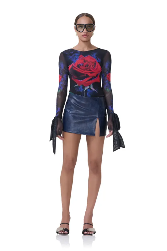 Olivia Mini Skirt - Navy Distressed sold by AFRM