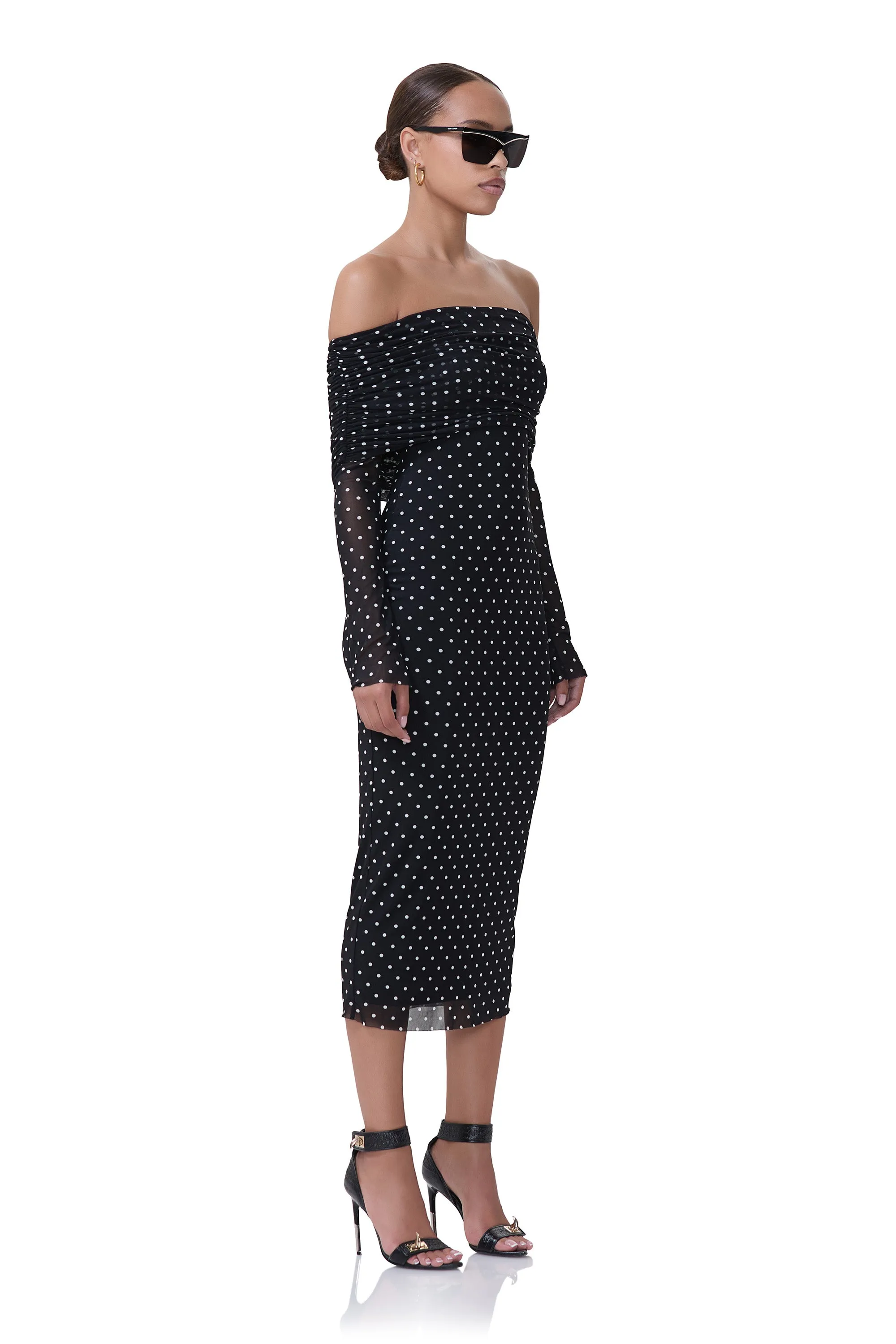Cornelia Midi Dress - Noir Dot sold by AFRM product image thumbnail 3