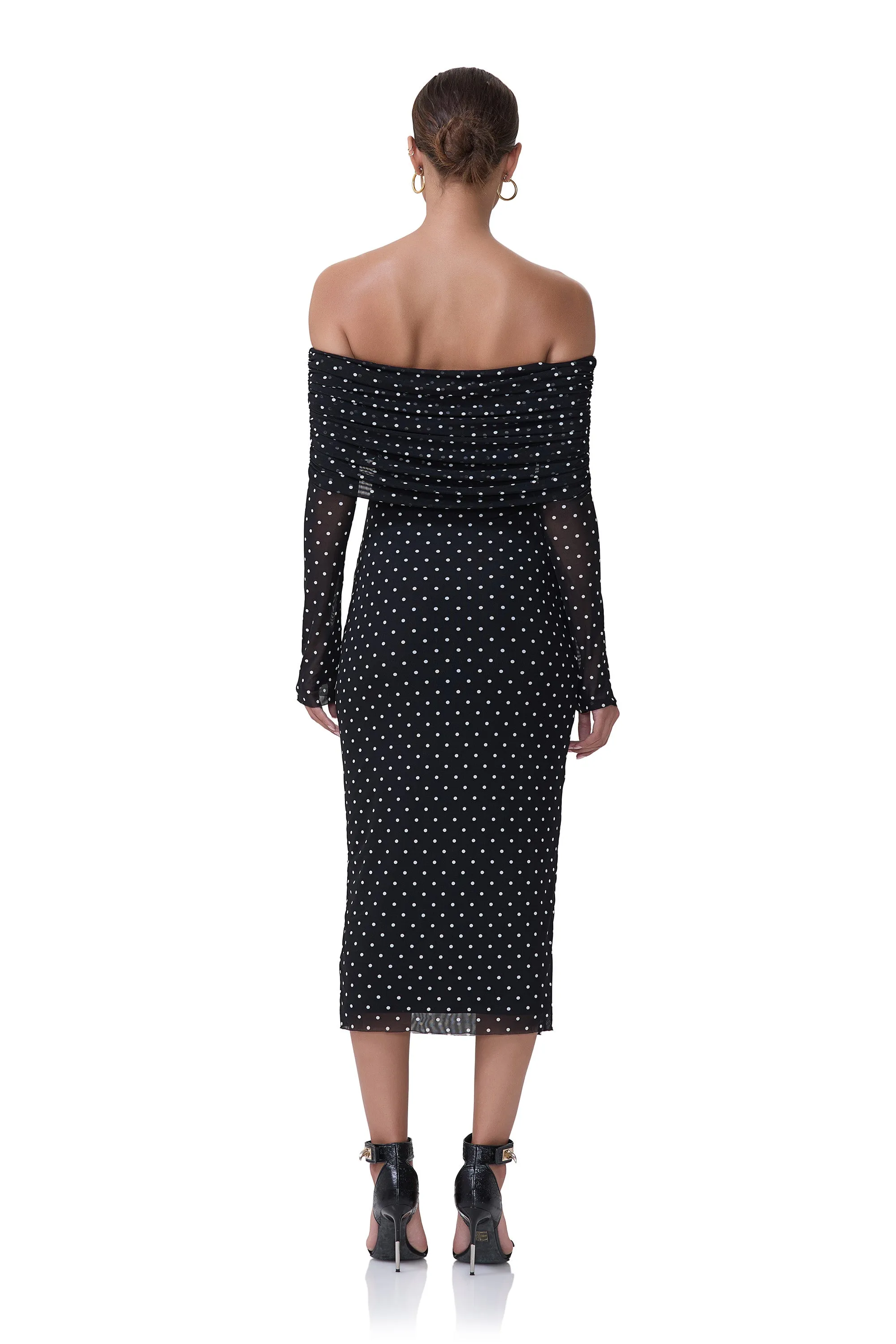 Cornelia Midi Dress - Noir Dot sold by AFRM product image thumbnail 4