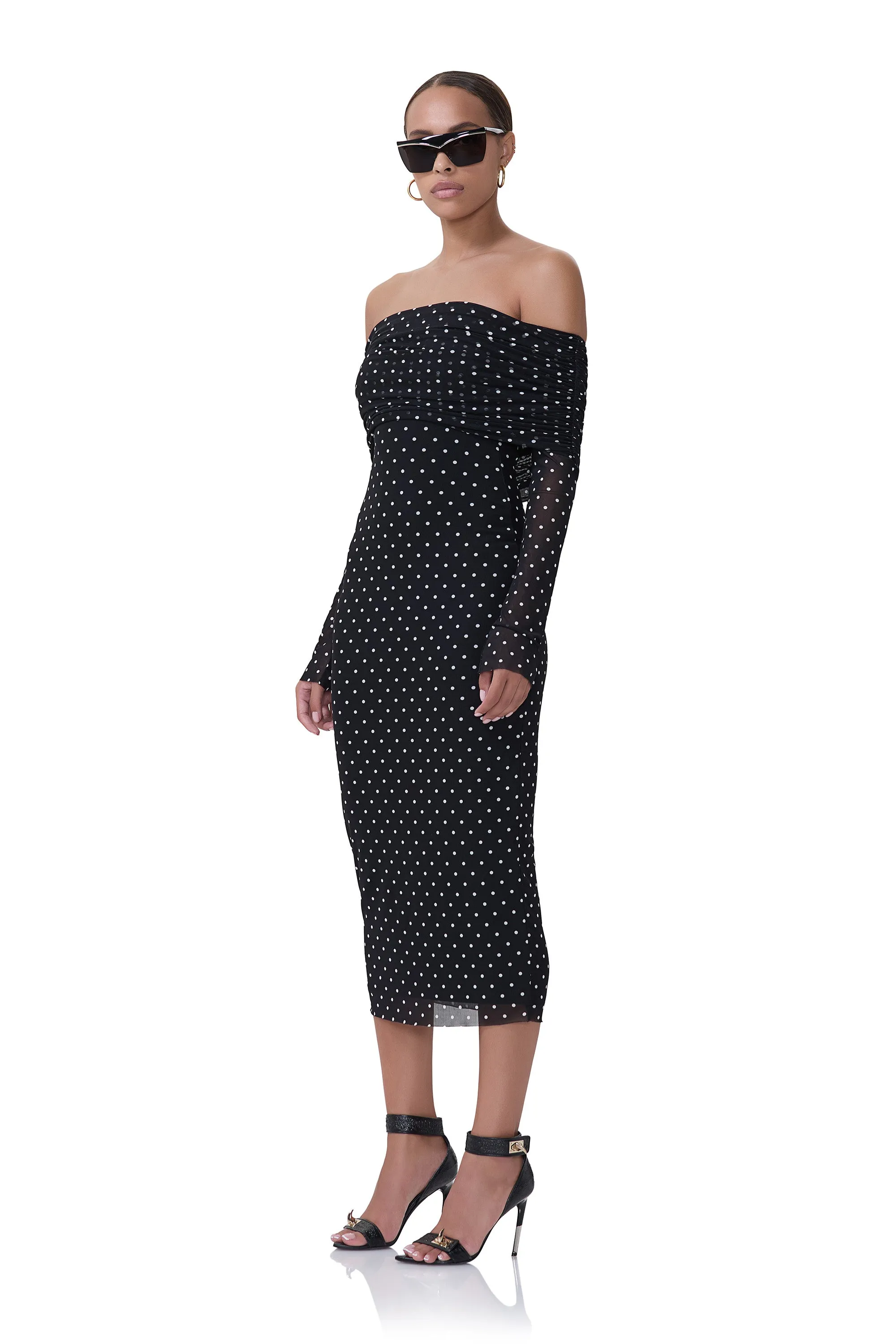 Cornelia Midi Dress - Noir Dot sold by AFRM product image thumbnail 2