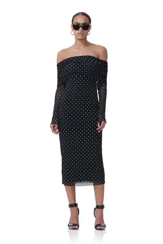 Cornelia Midi Dress - Noir Dot sold by AFRM