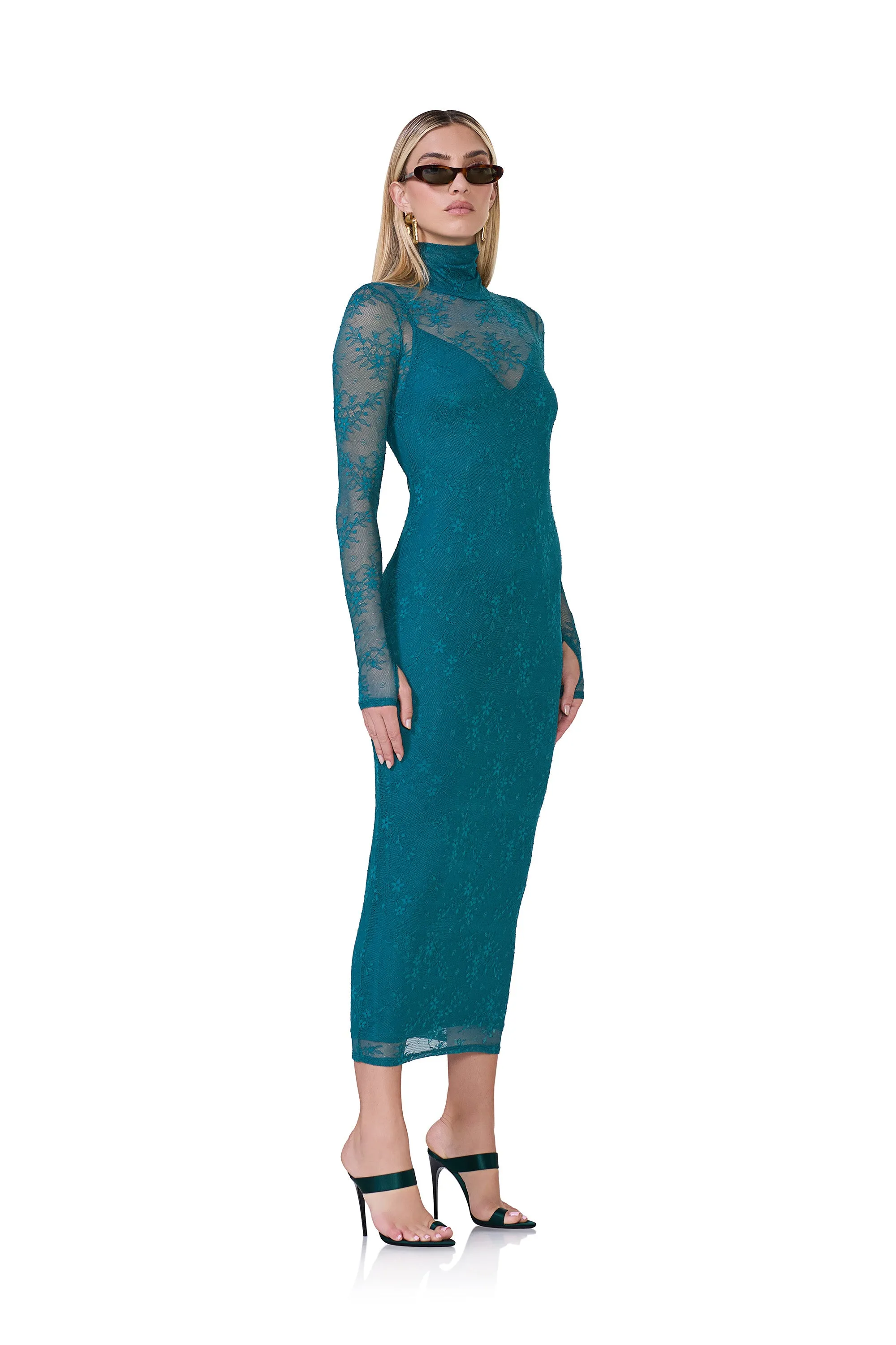 Shailene Lace Dress - Spruce sold by AFRM product image thumbnail 3