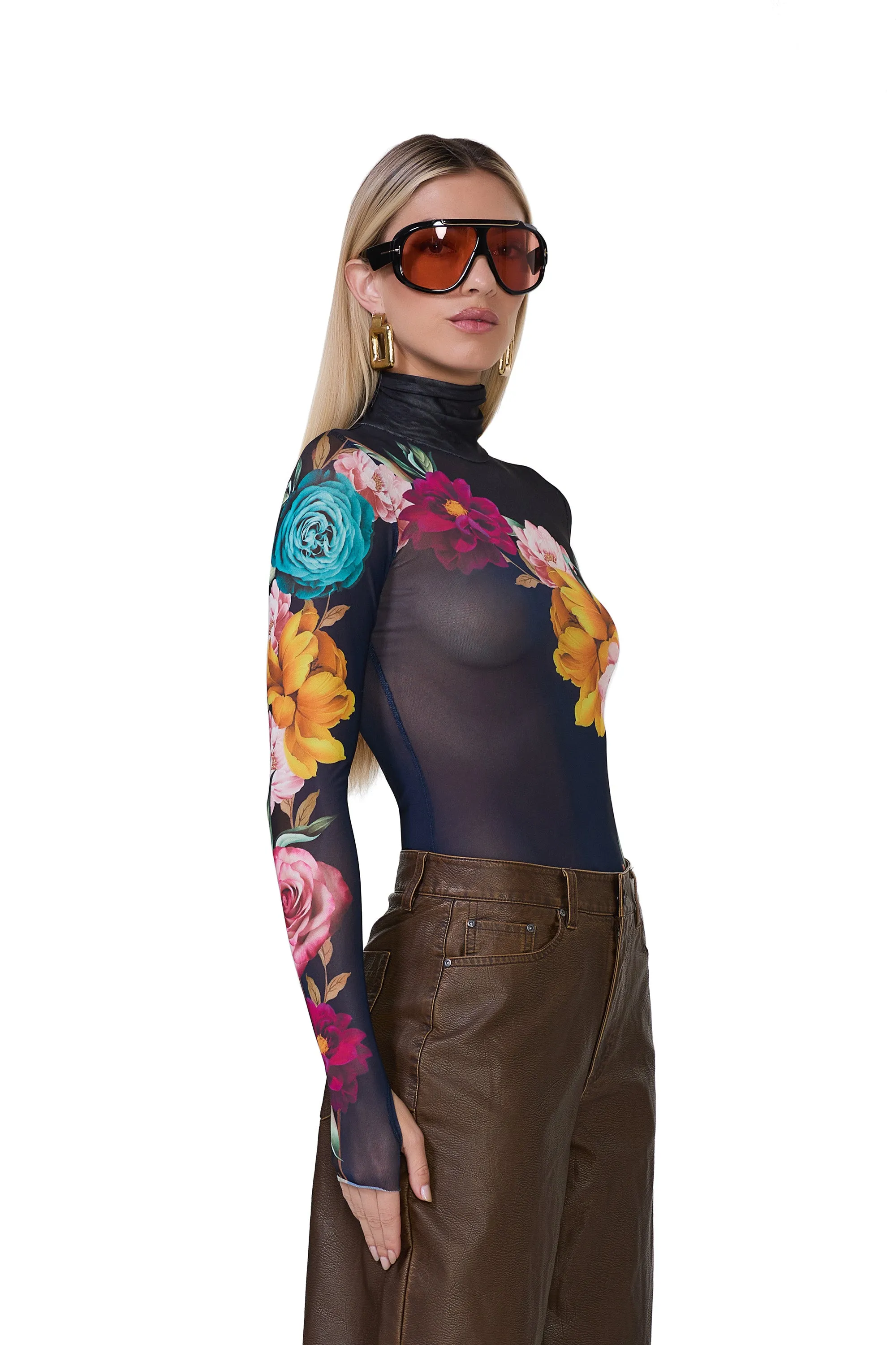 Zadie Top - Navy Block Floral sold by AFRM product image thumbnail 3