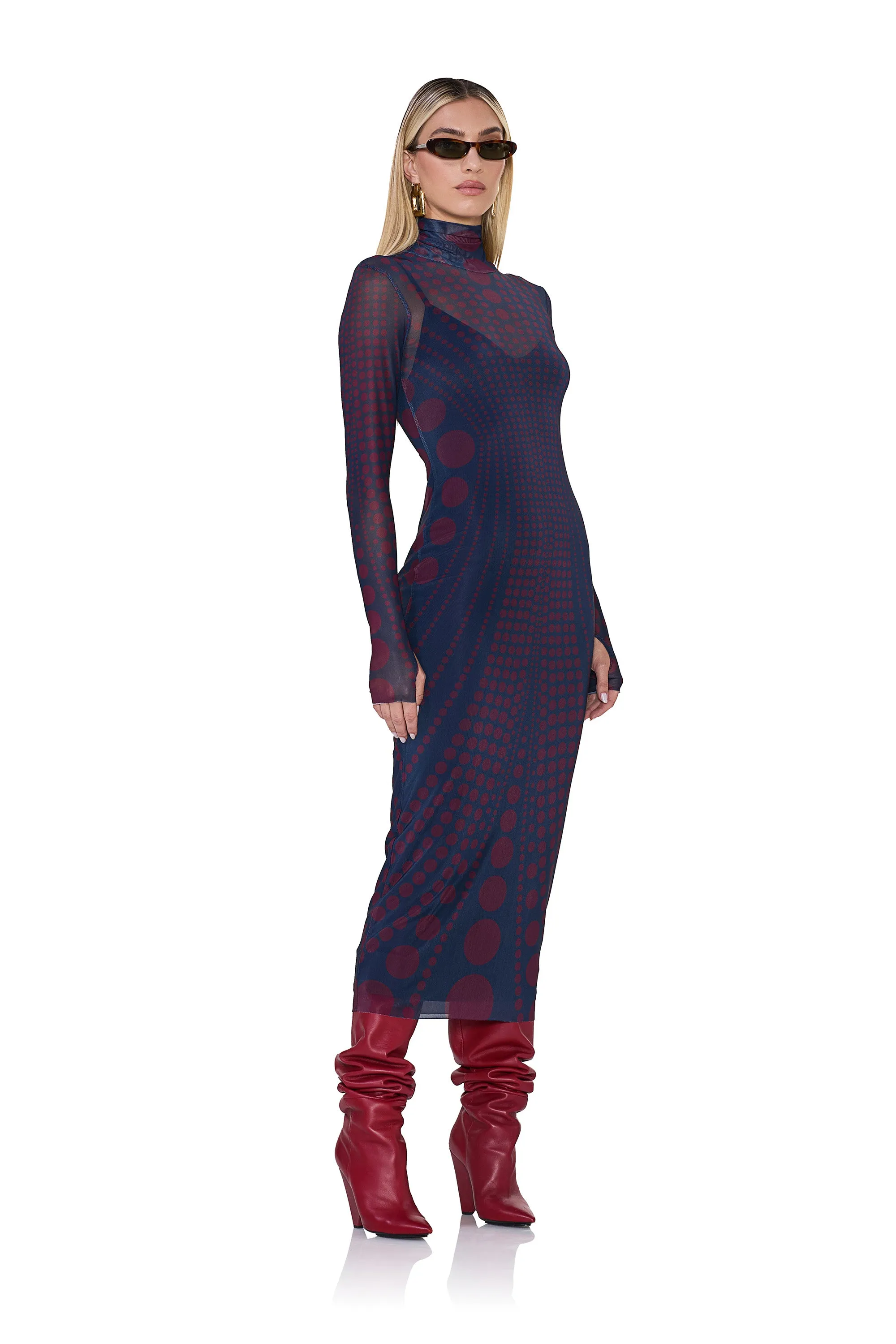 Shailene Dress - Navy Illusion sold by AFRM product image thumbnail 3