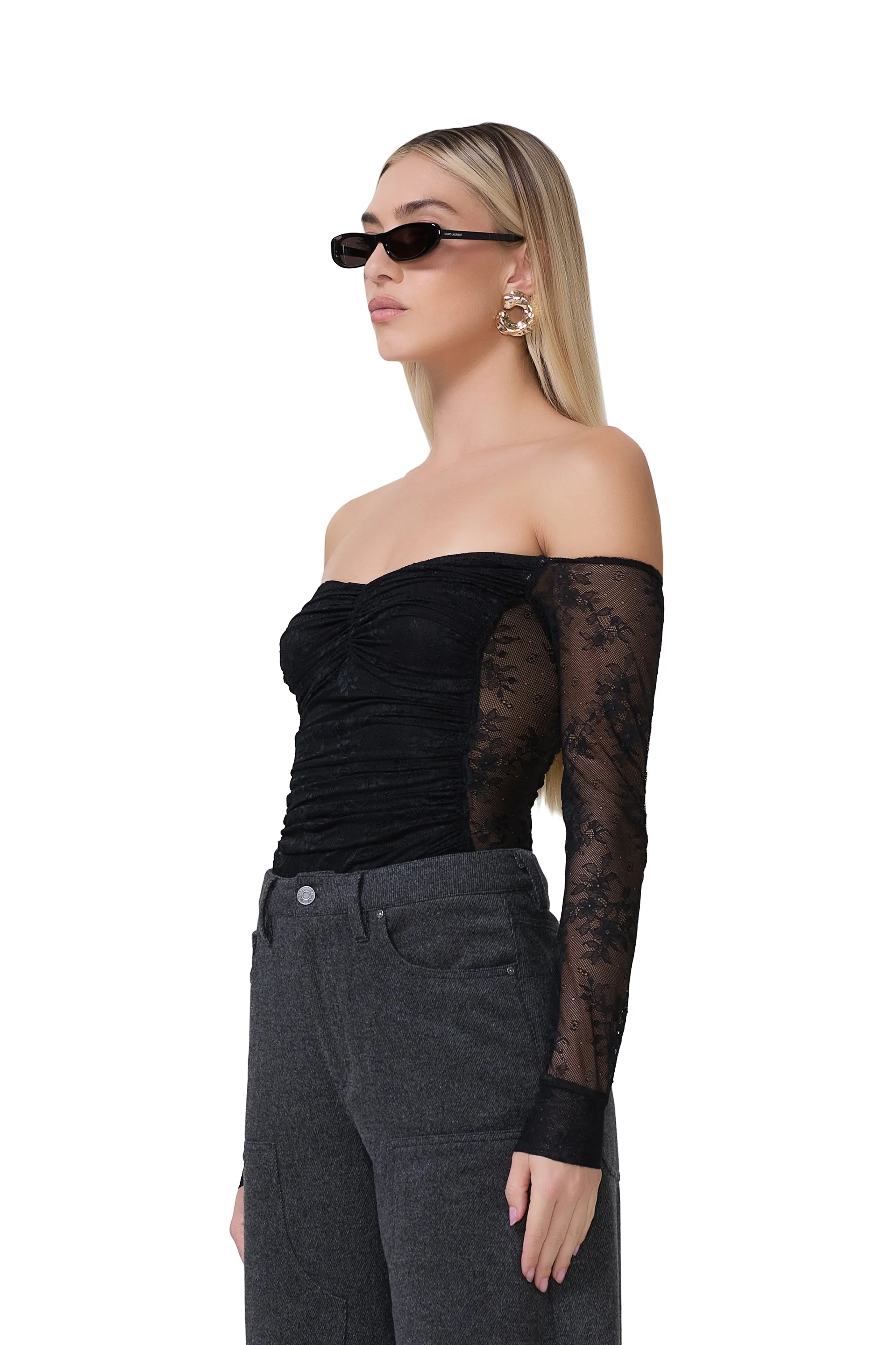 Odilla Lace Top - Noir sold by AFRM product image thumbnail 2