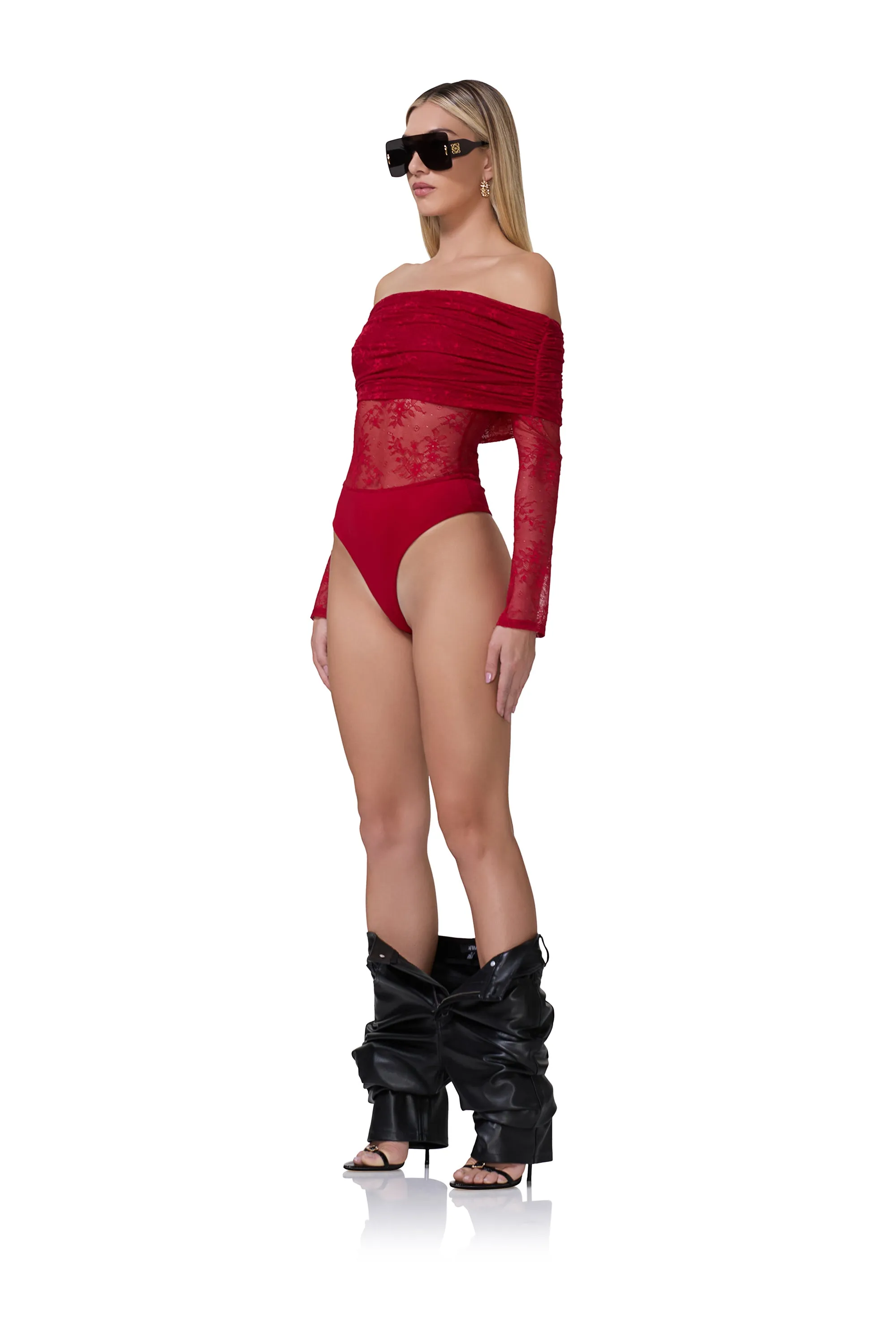 Lennox Lace Bodysuit - Poppy Red sold by AFRM product image thumbnail 2