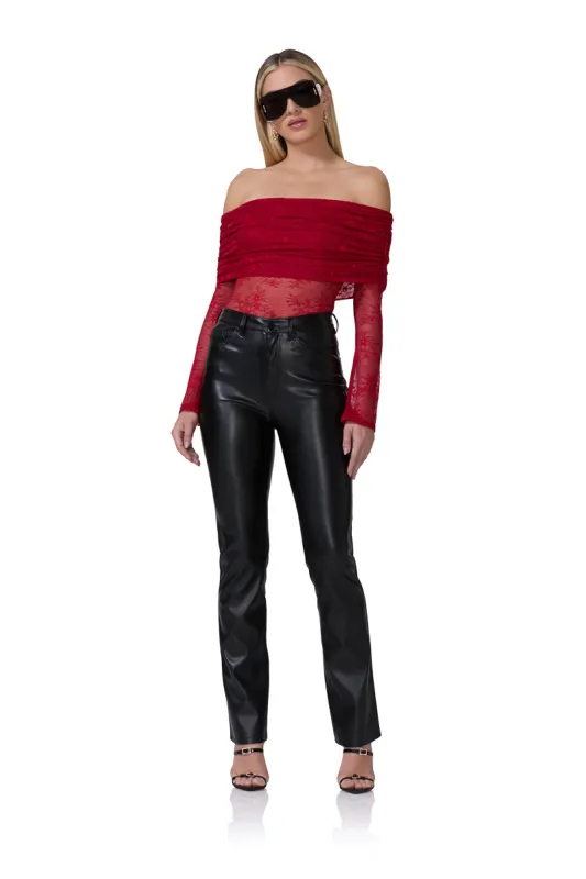 Lennox Lace Bodysuit - Poppy Red sold by AFRM