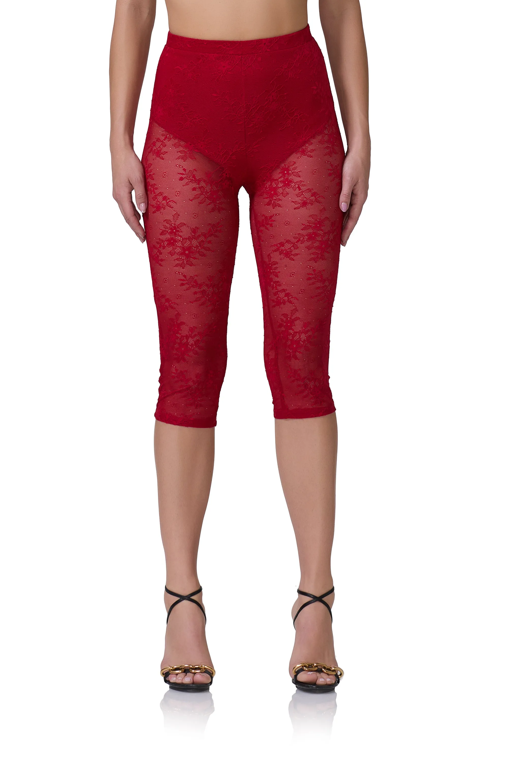 Gemma Lace Capri Pant - Poppy Red sold by AFRM product image thumbnail 3