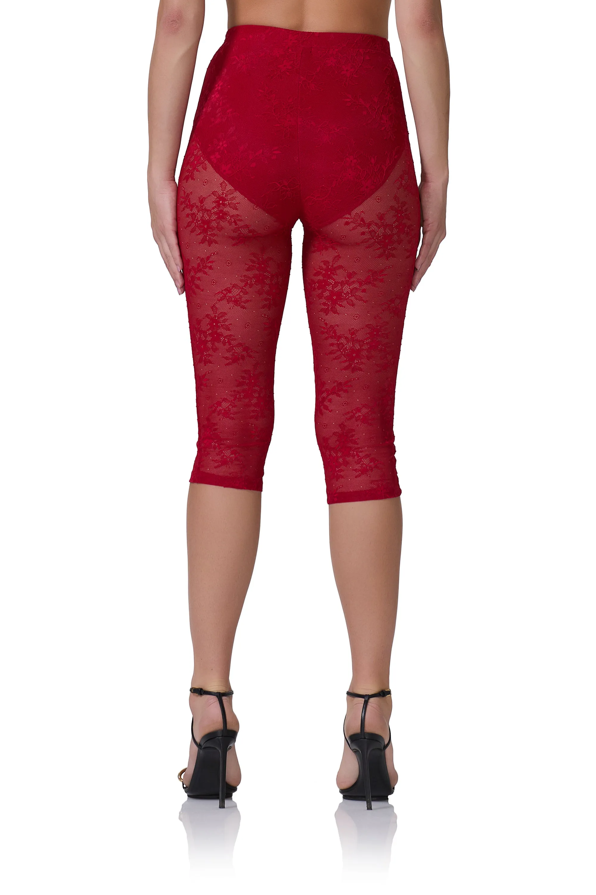 Gemma Lace Capri Pant - Poppy Red sold by AFRM product image thumbnail 2