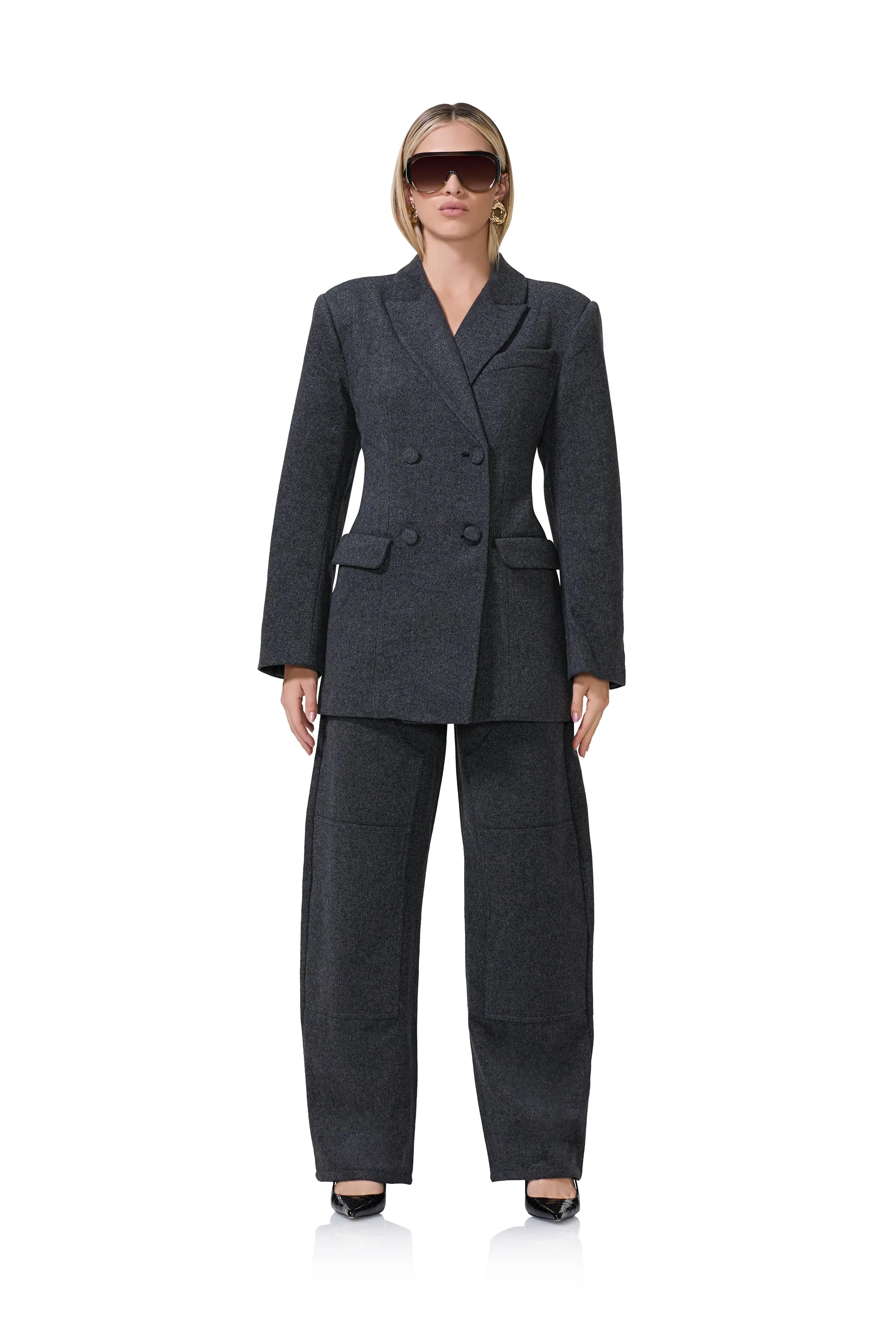 Jemima Blazer - Grey Tweed sold by AFRM